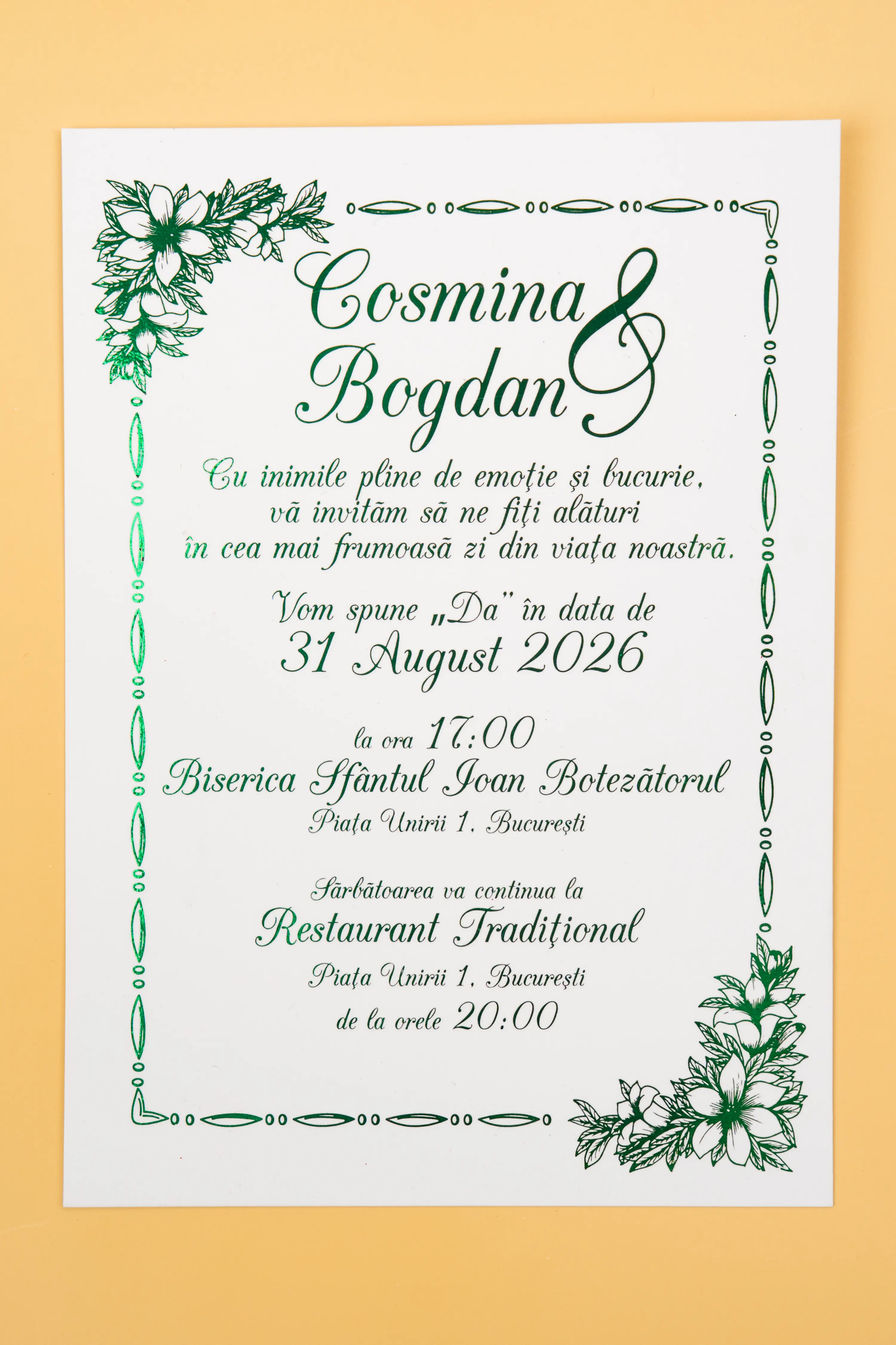 Invitatie Nunta Model 1 scris auriu, argintiu, rosu, verde, albastru [4]