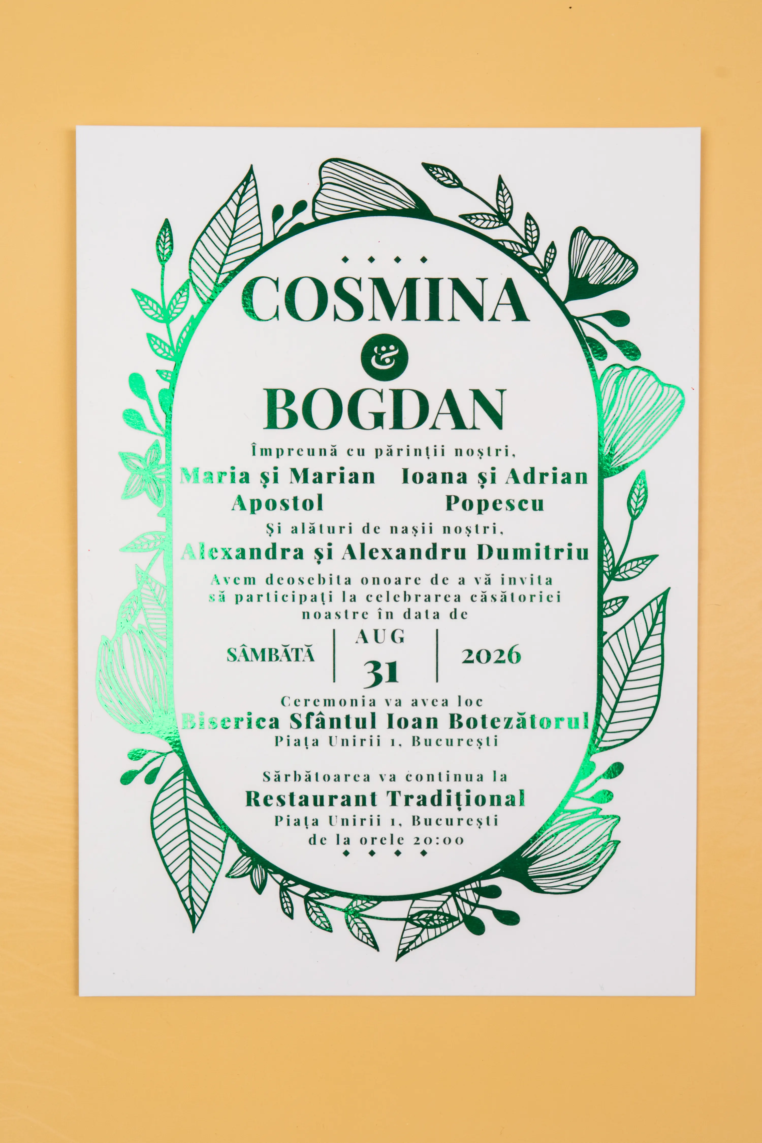 Invitatie Nunta Model 15 scris auriu, argintiu, rosu, verde, albastru [6]