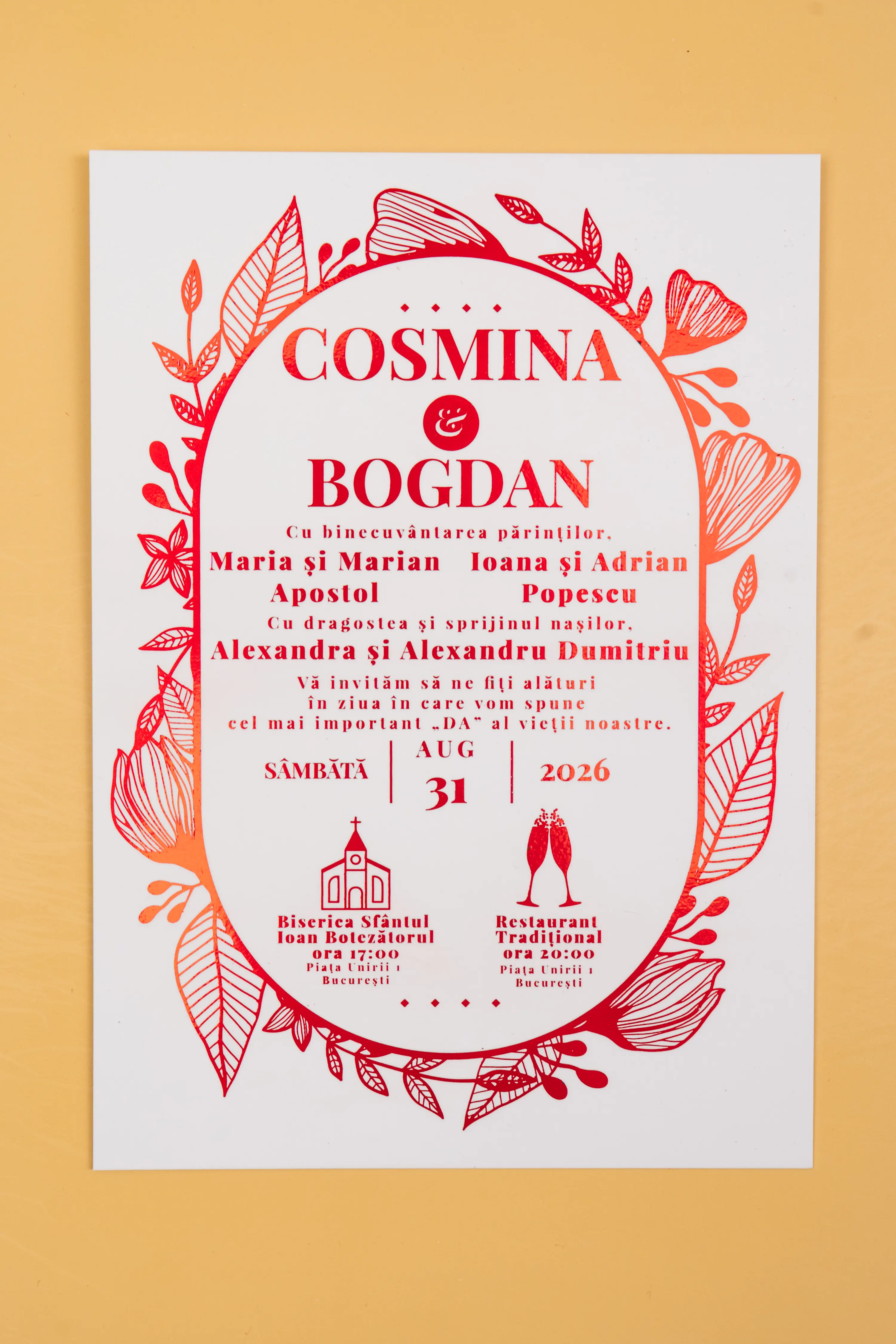 Invitatie Nunta Model 16 scris auriu, argintiu, rosu, verde, albastru [4]