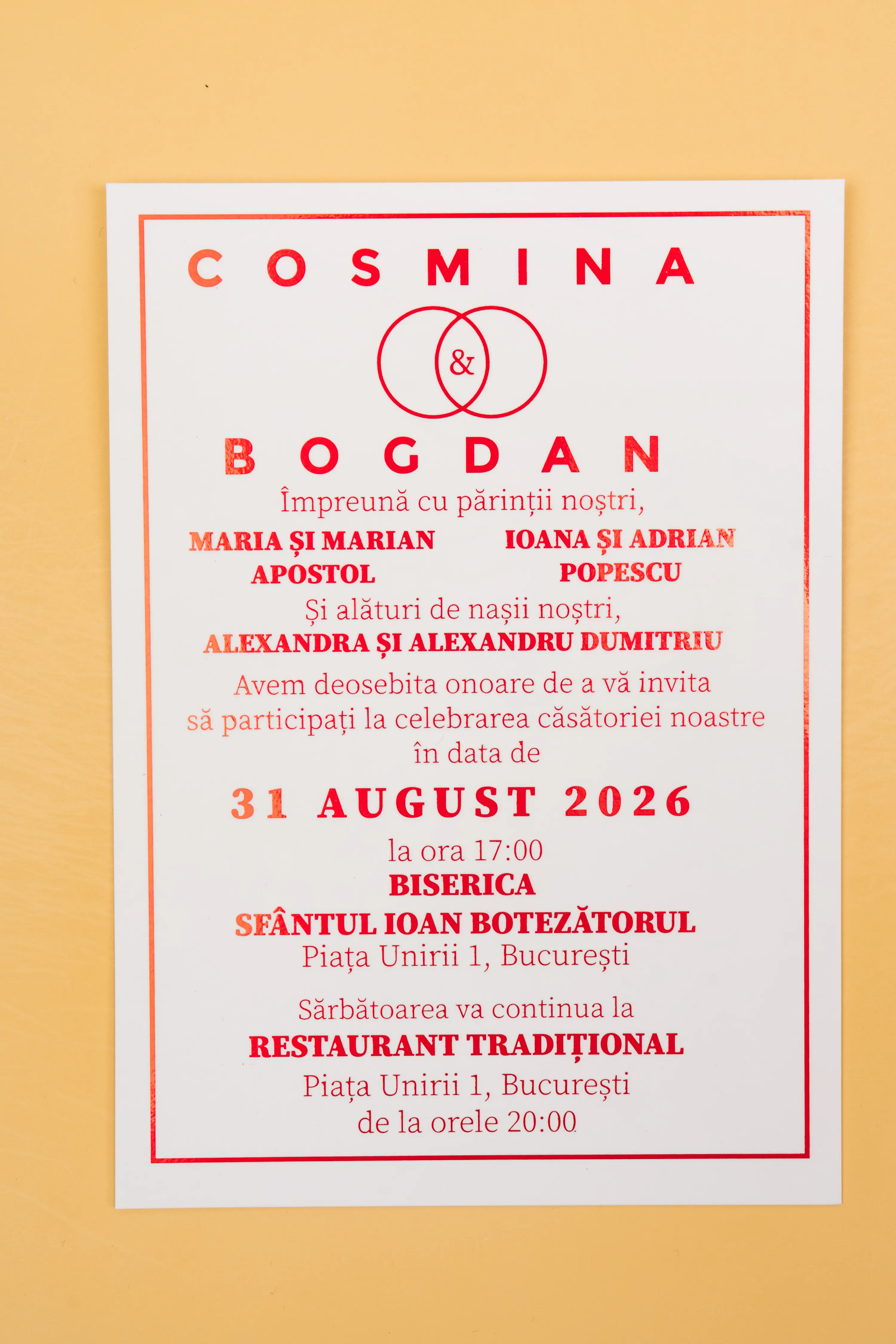 Invitatie Nunta Model 19 scris auriu, argintiu, rosu, verde, albastru [4]