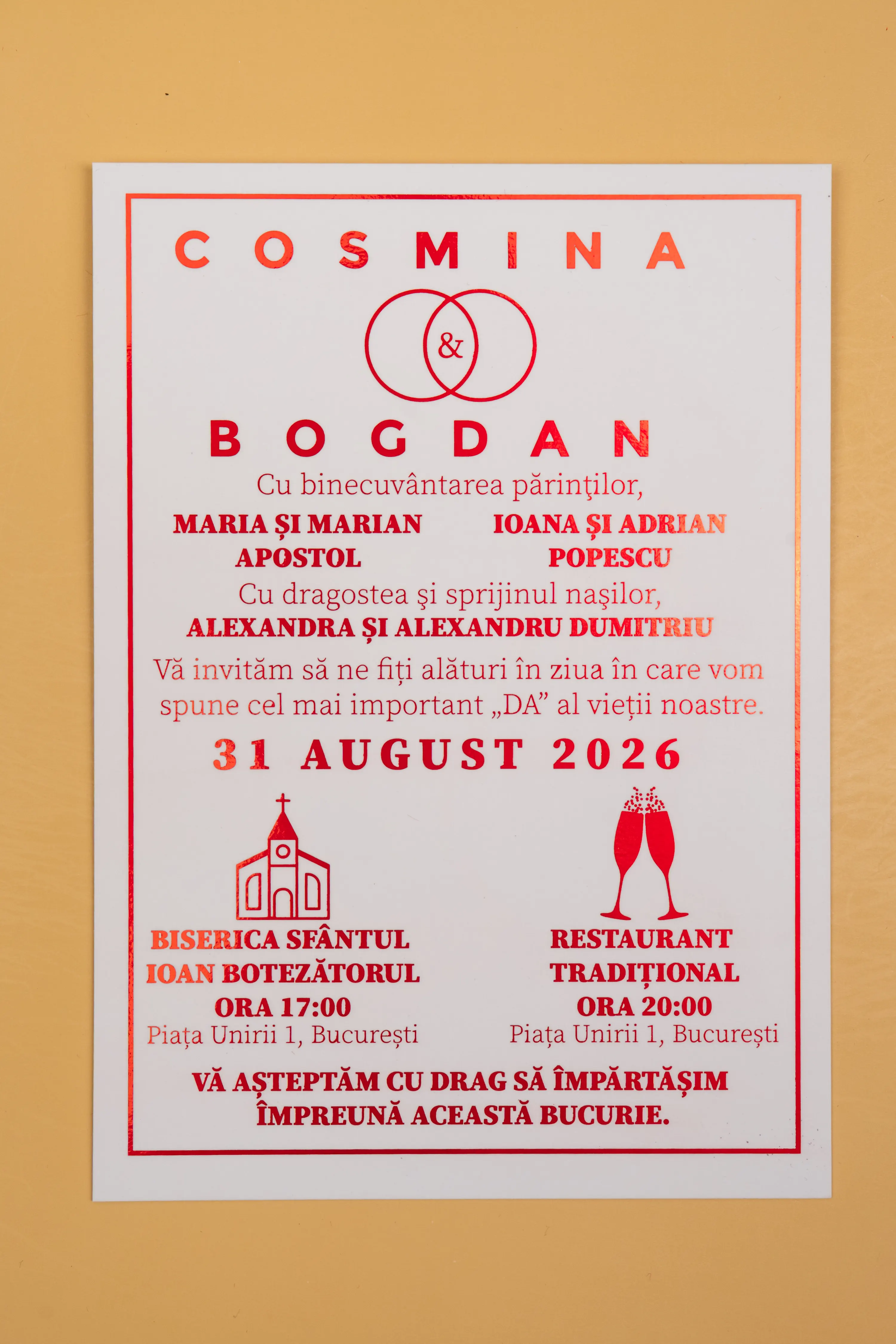 Invitatie Nunta Model 20 scris auriu, argintiu, rosu, verde, albastru [4]