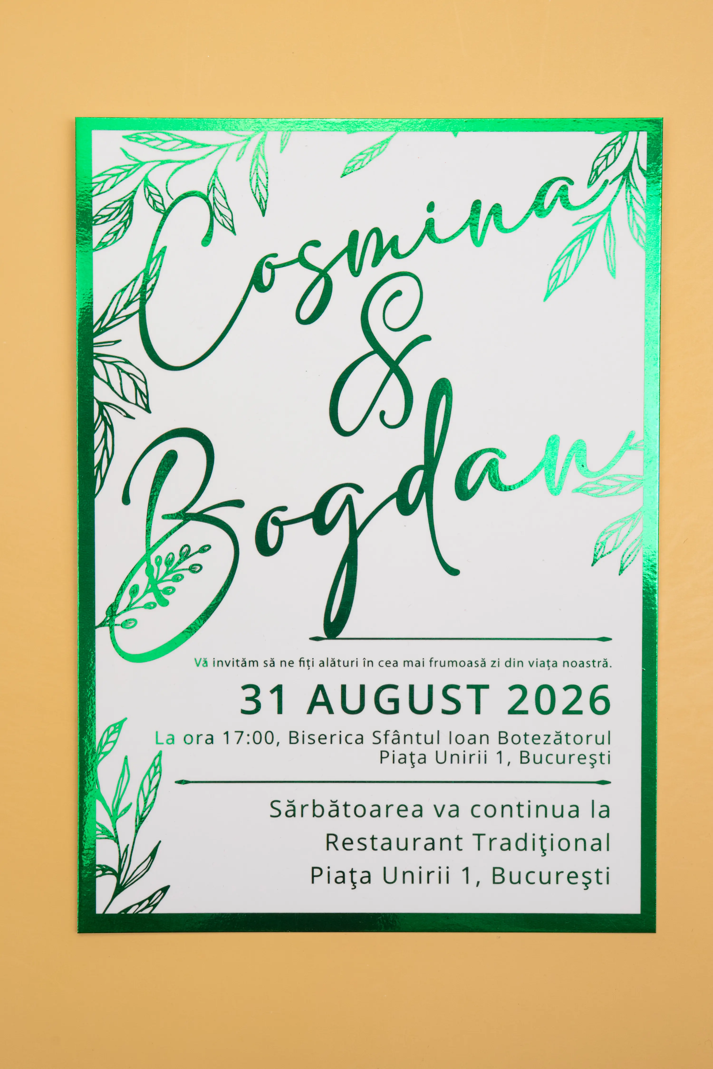Invitatie Nunta Model 25 scris auriu, argintiu, rosu, verde, albastru [6]