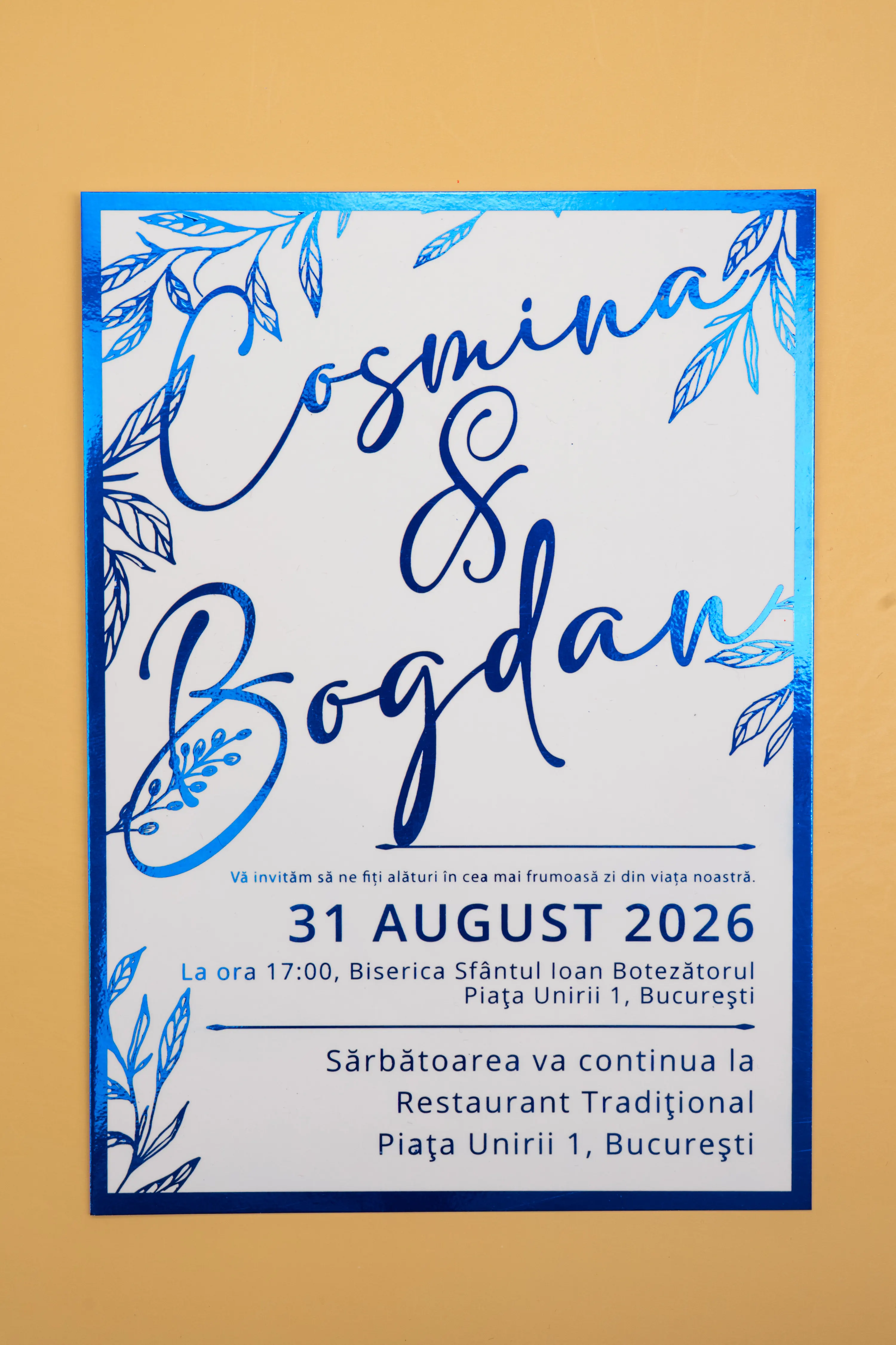 Invitatie Nunta Model 25 scris auriu, argintiu, rosu, verde, albastru [5]