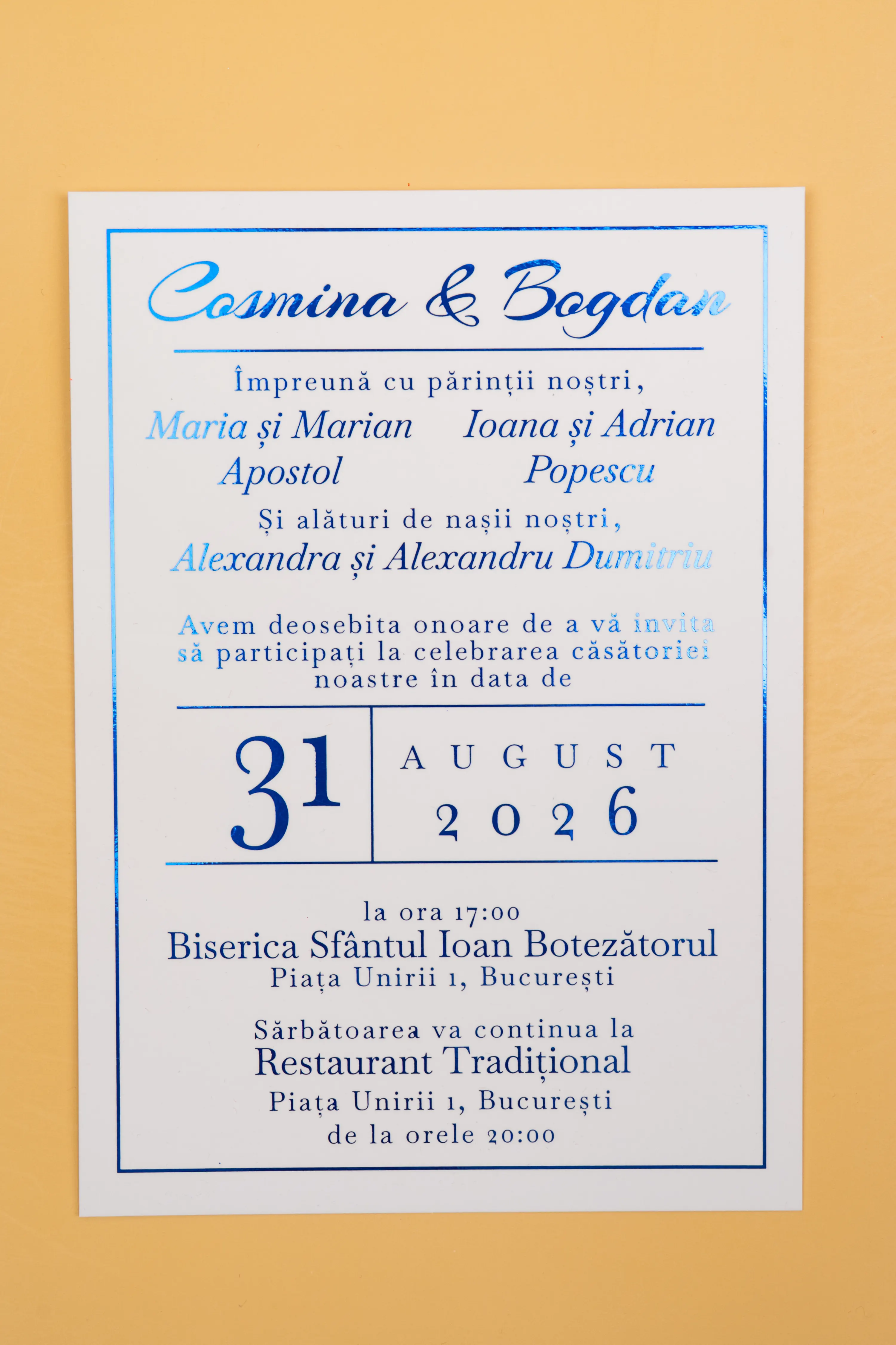 Invitatie Nunta Model 23 scris auriu, argintiu, rosu, verde, albastru [5]