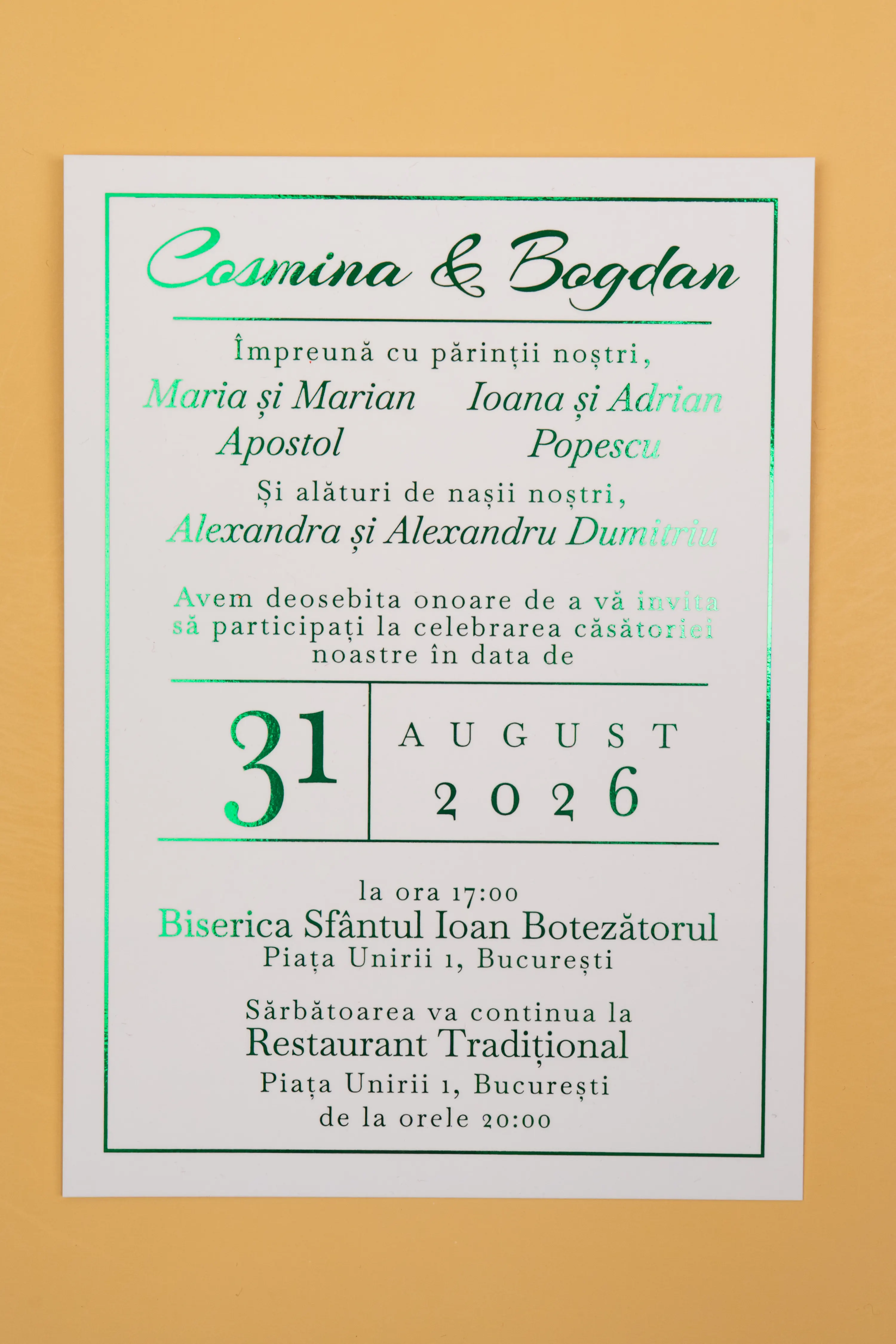 Invitatie Nunta Model 23 scris auriu, argintiu, rosu, verde, albastru [6]