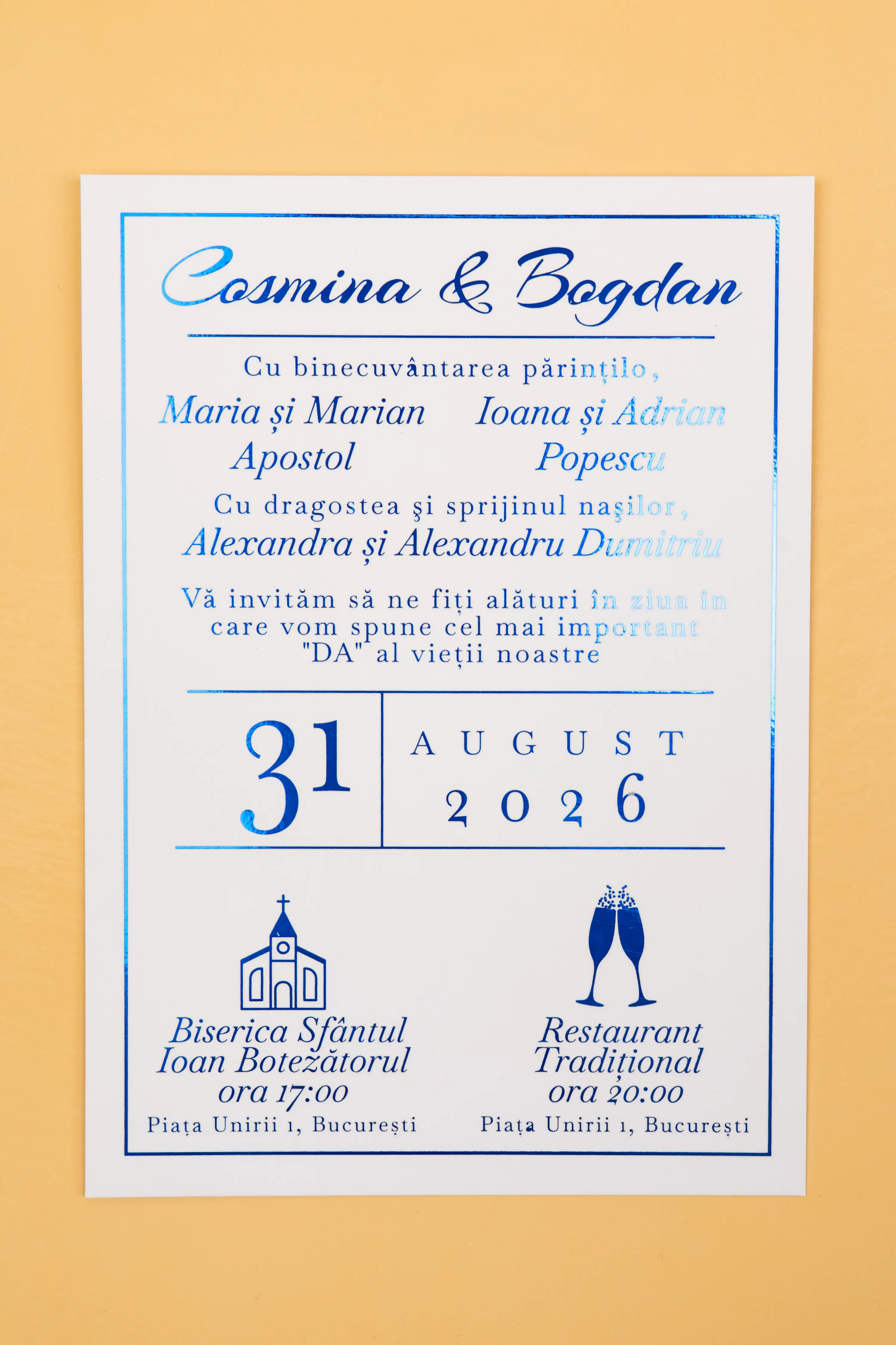 Invitatie Nunta Model 24 scris auriu, argintiu, rosu, verde, albastru [5]