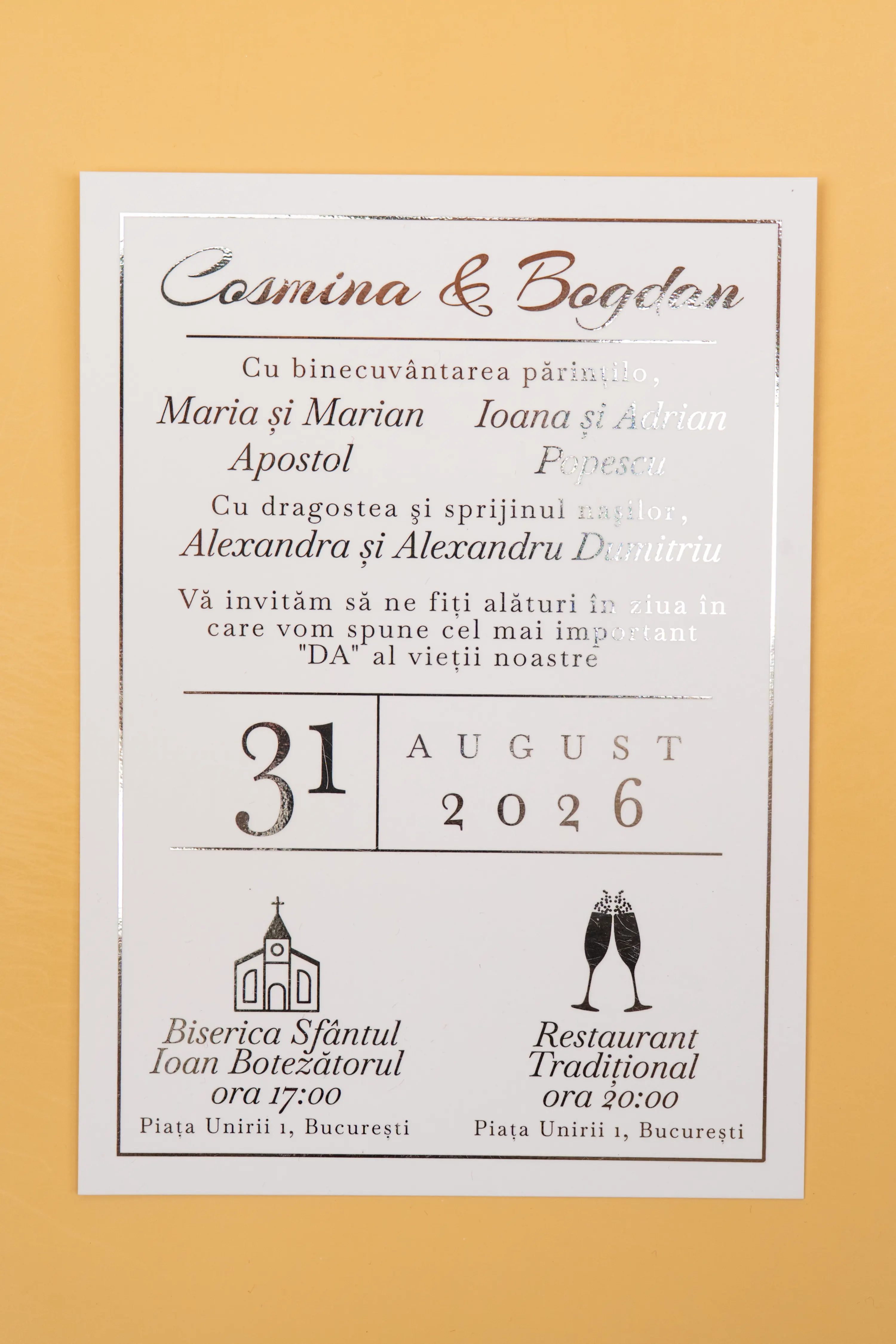 Invitatie Nunta Model 24 scris auriu, argintiu, rosu, verde, albastru [3]