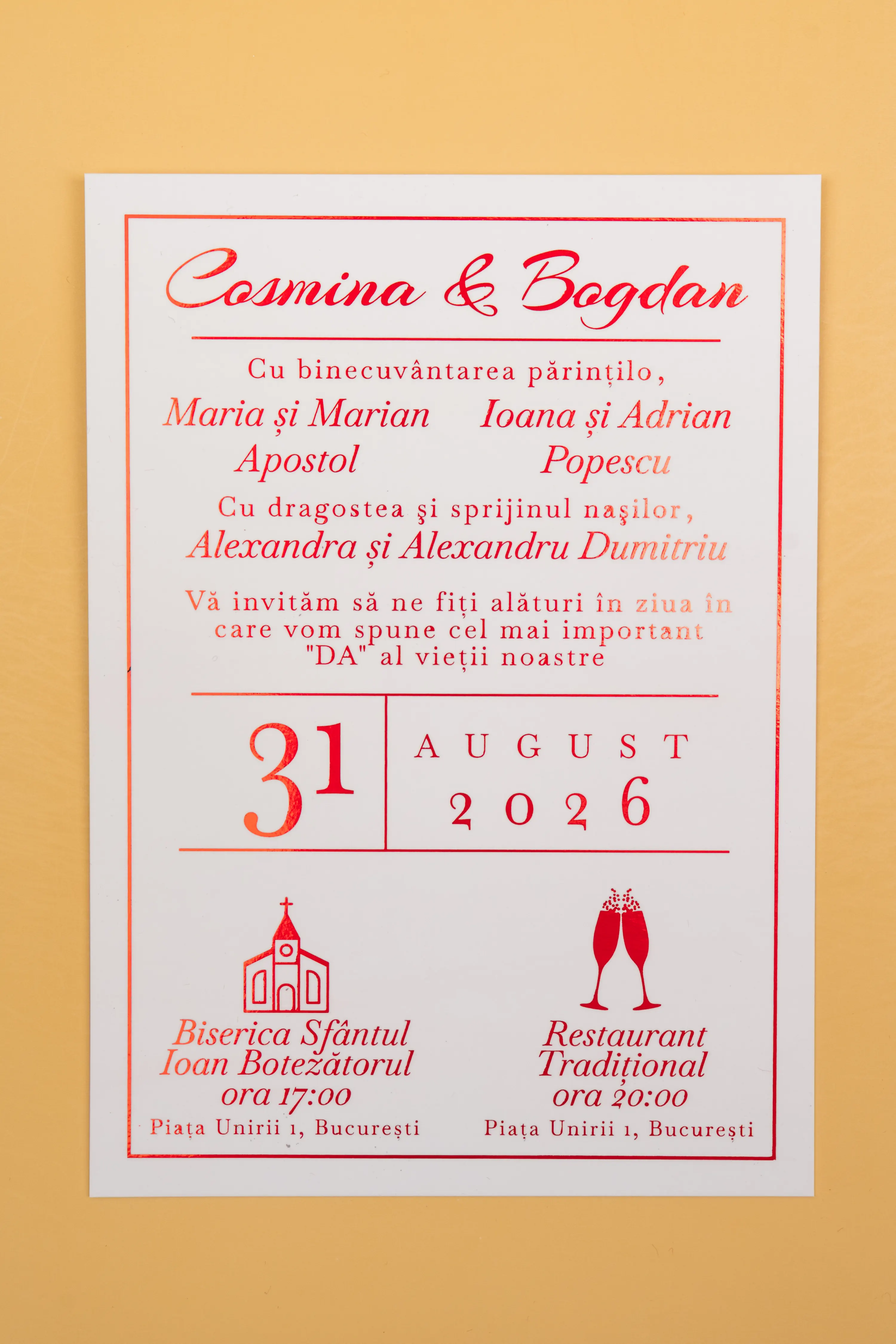 Invitatie Nunta Model 24 scris auriu, argintiu, rosu, verde, albastru [4]