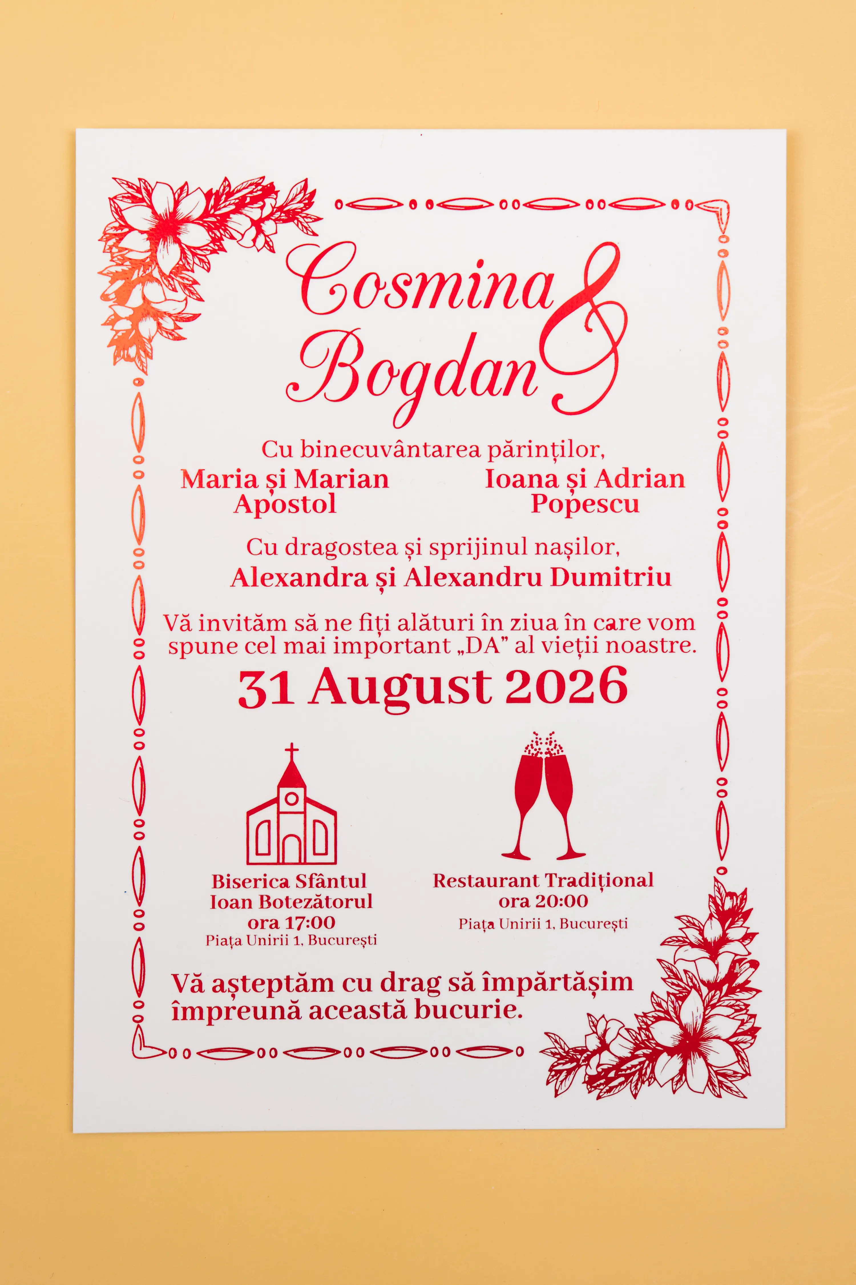 Invitatie Nunta Model 4 scris auriu, argintiu, rosu, verde, albastru [4]