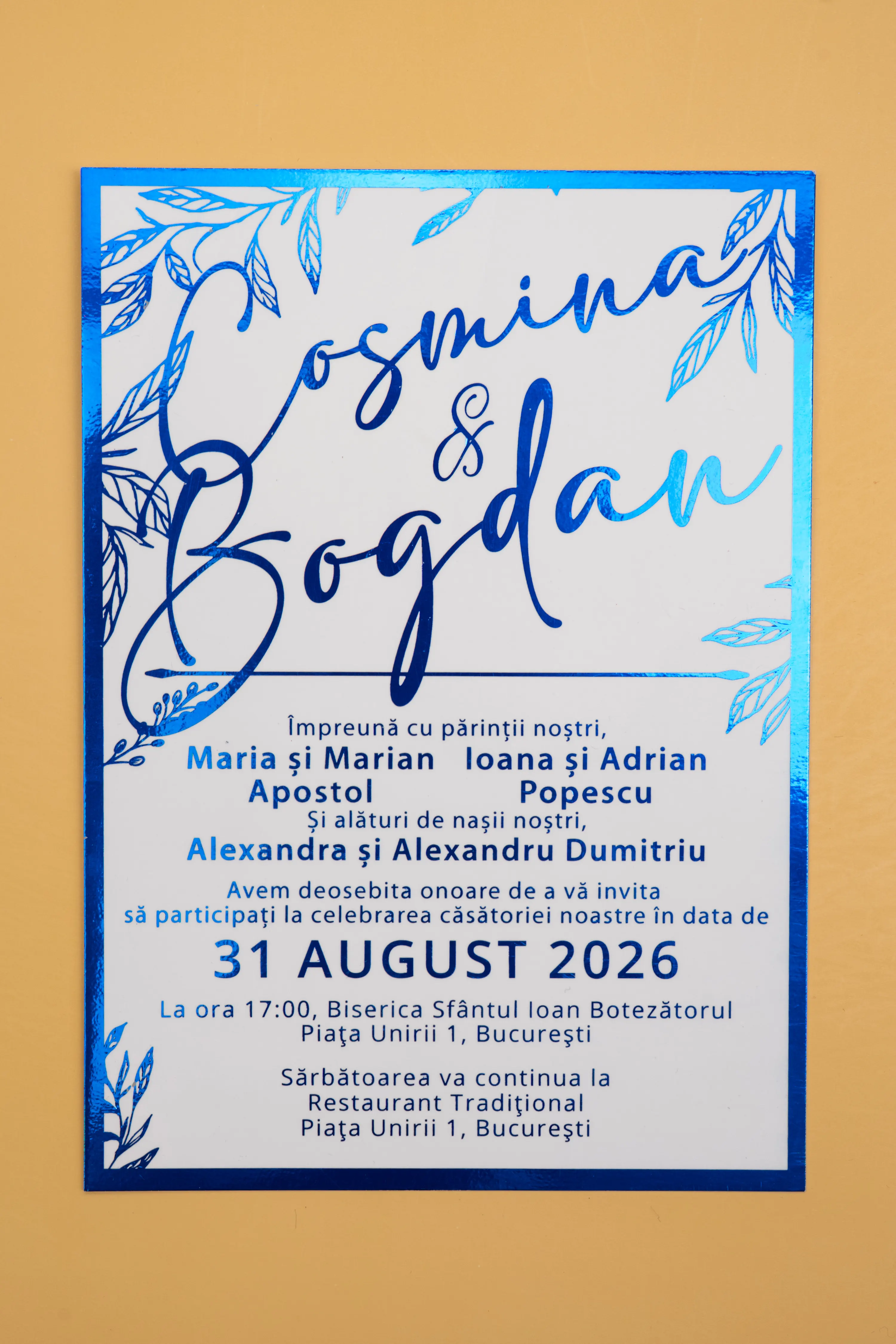 Invitatie Nunta Model 27 scris auriu, argintiu, rosu, verde, albastru [4]