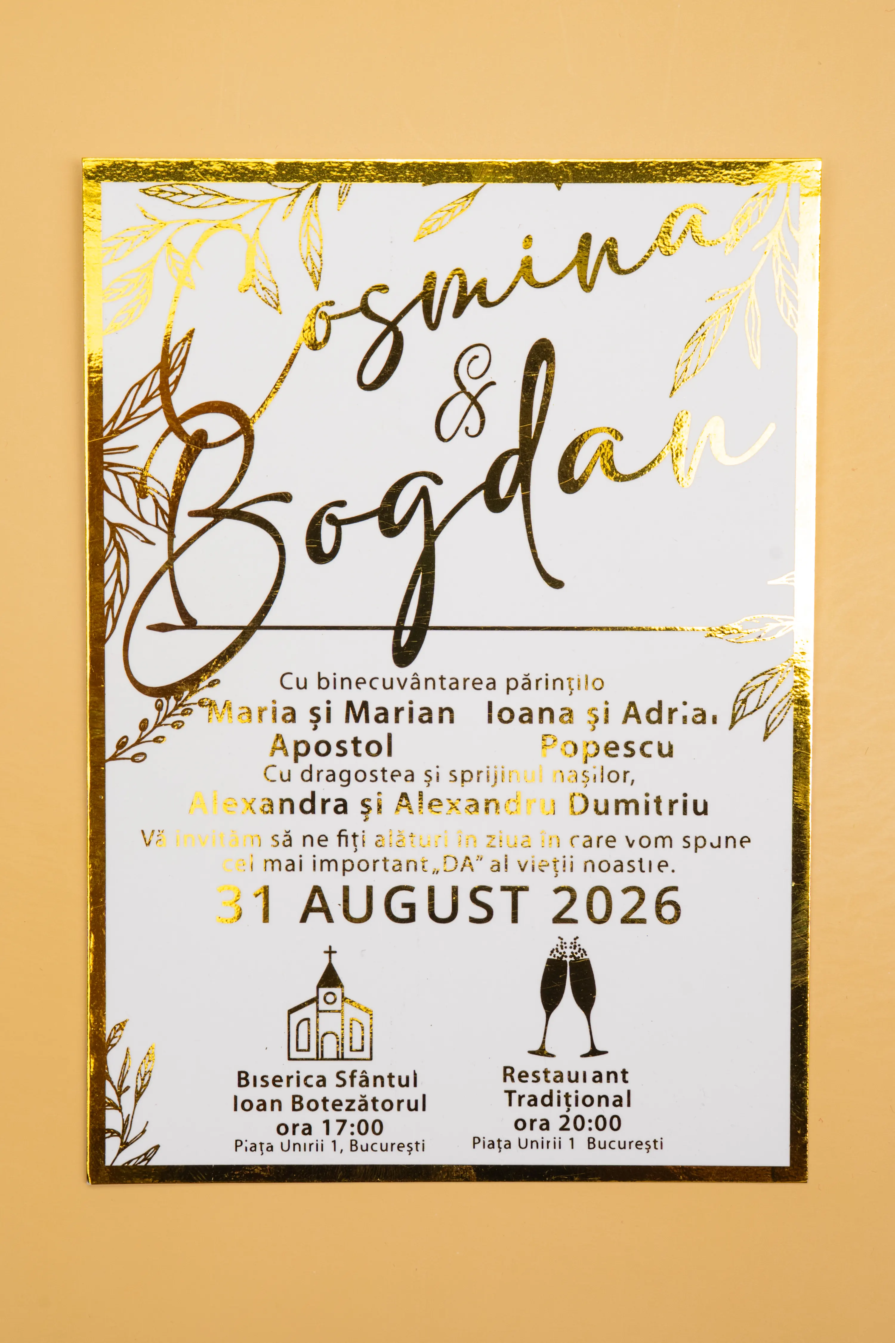 Invitatie Nunta Model 28 scris auriu, argintiu, rosu, verde, albastru [2]