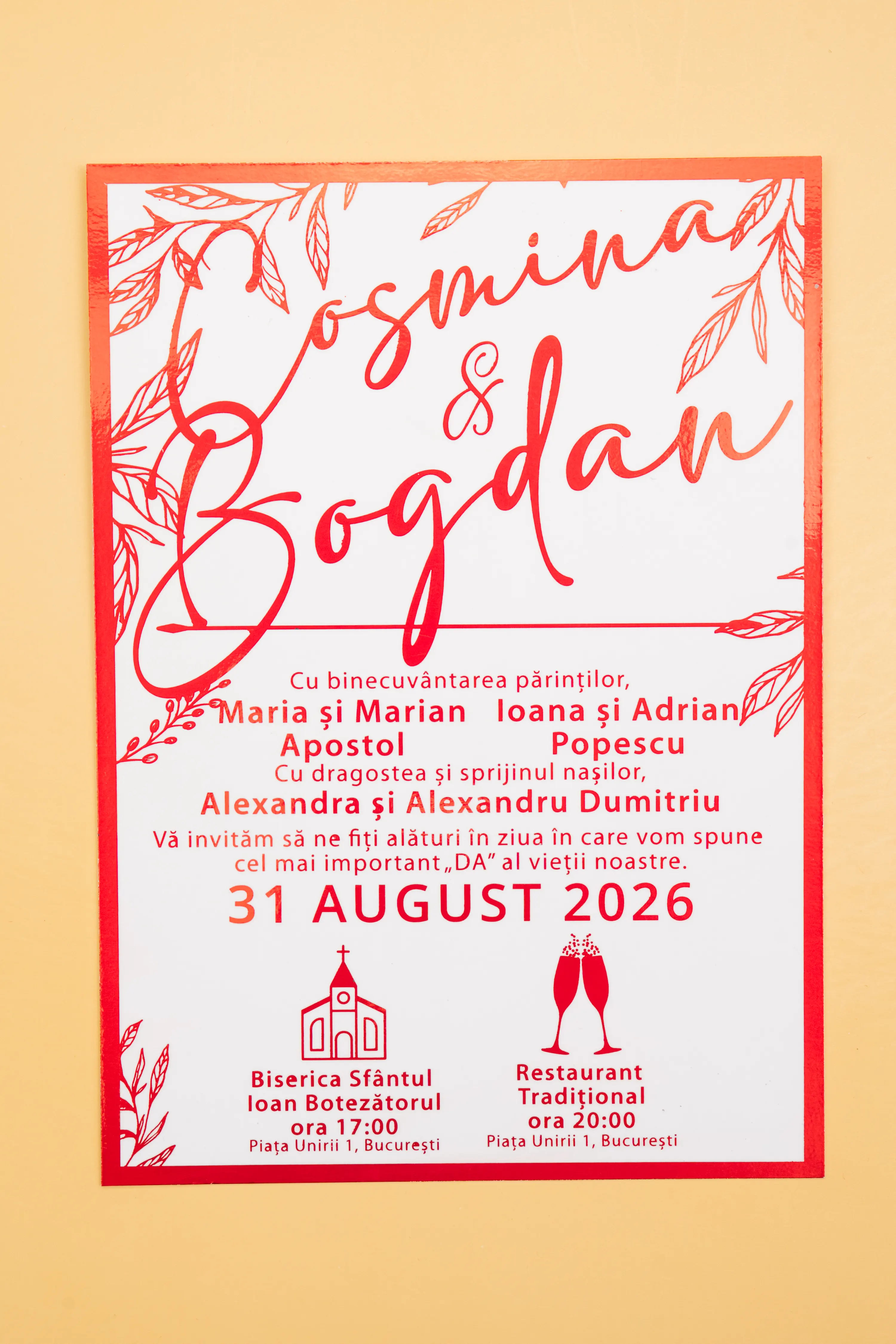 Invitatie Nunta Model 28 scris auriu, argintiu, rosu, verde, albastru [5]