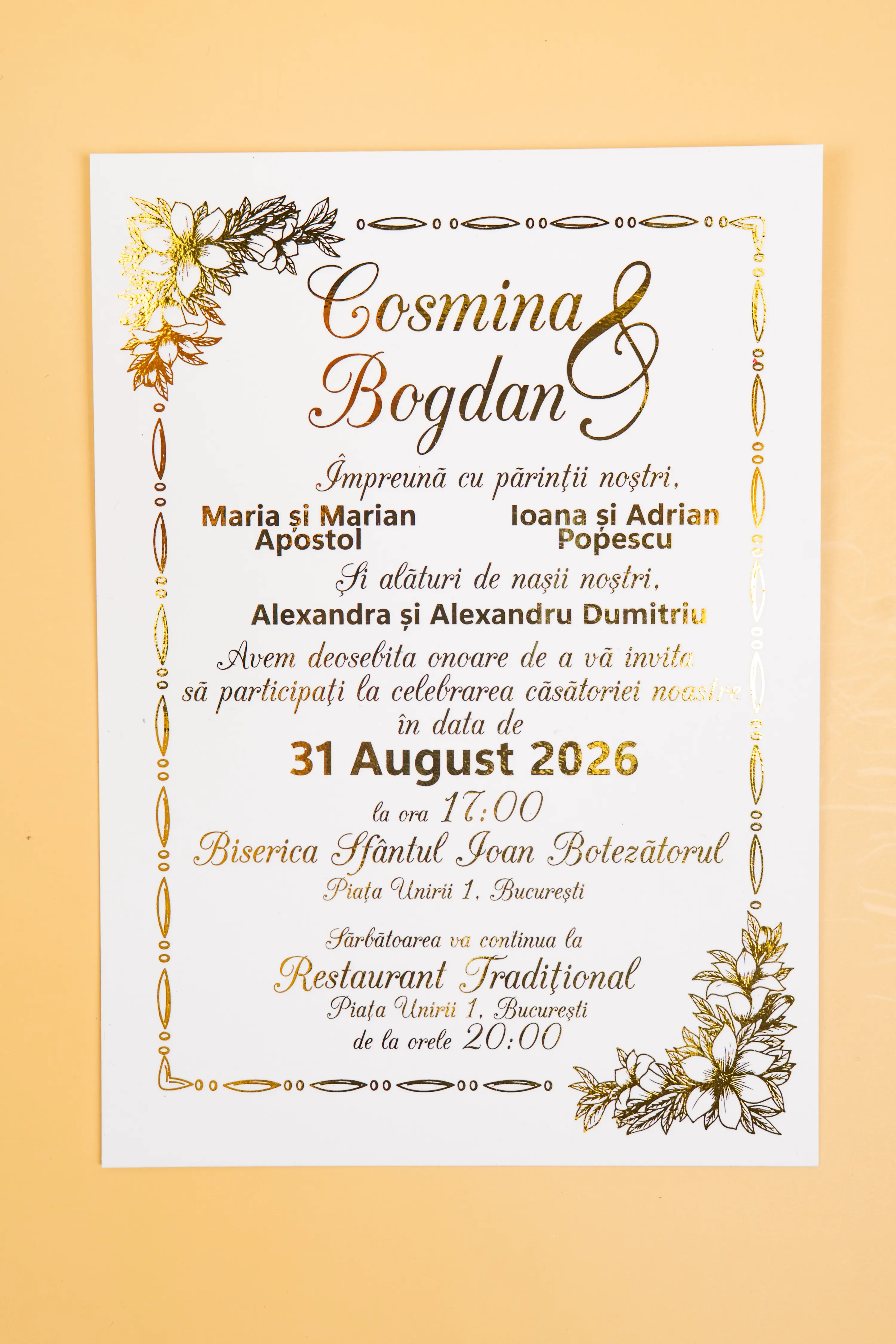 Invitatie Nunta Model 3 scris auriu, argintiu, rosu, verde, albastru [2]