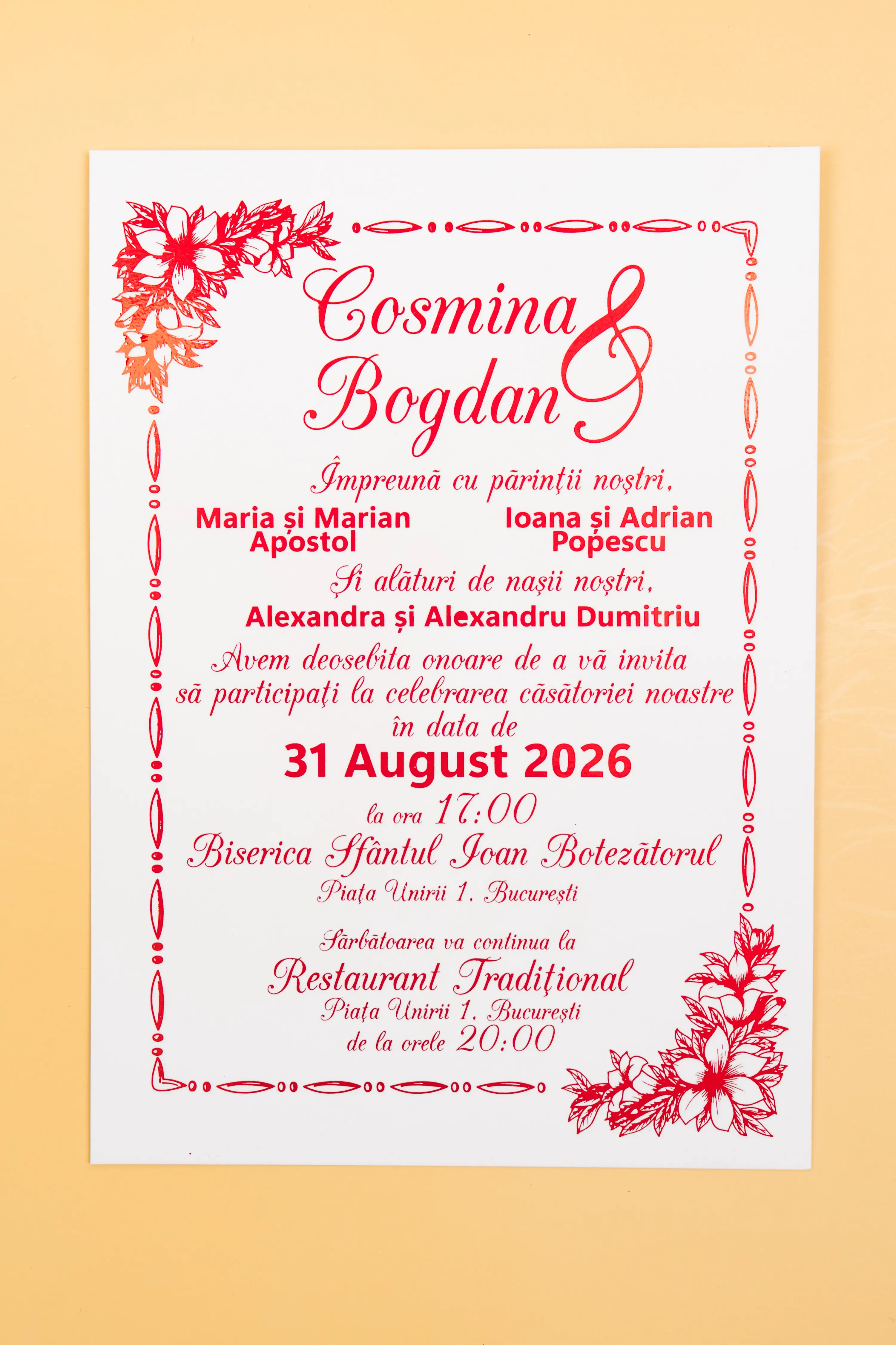 Invitatie Nunta Model 3 scris auriu, argintiu, rosu, verde, albastru [4]