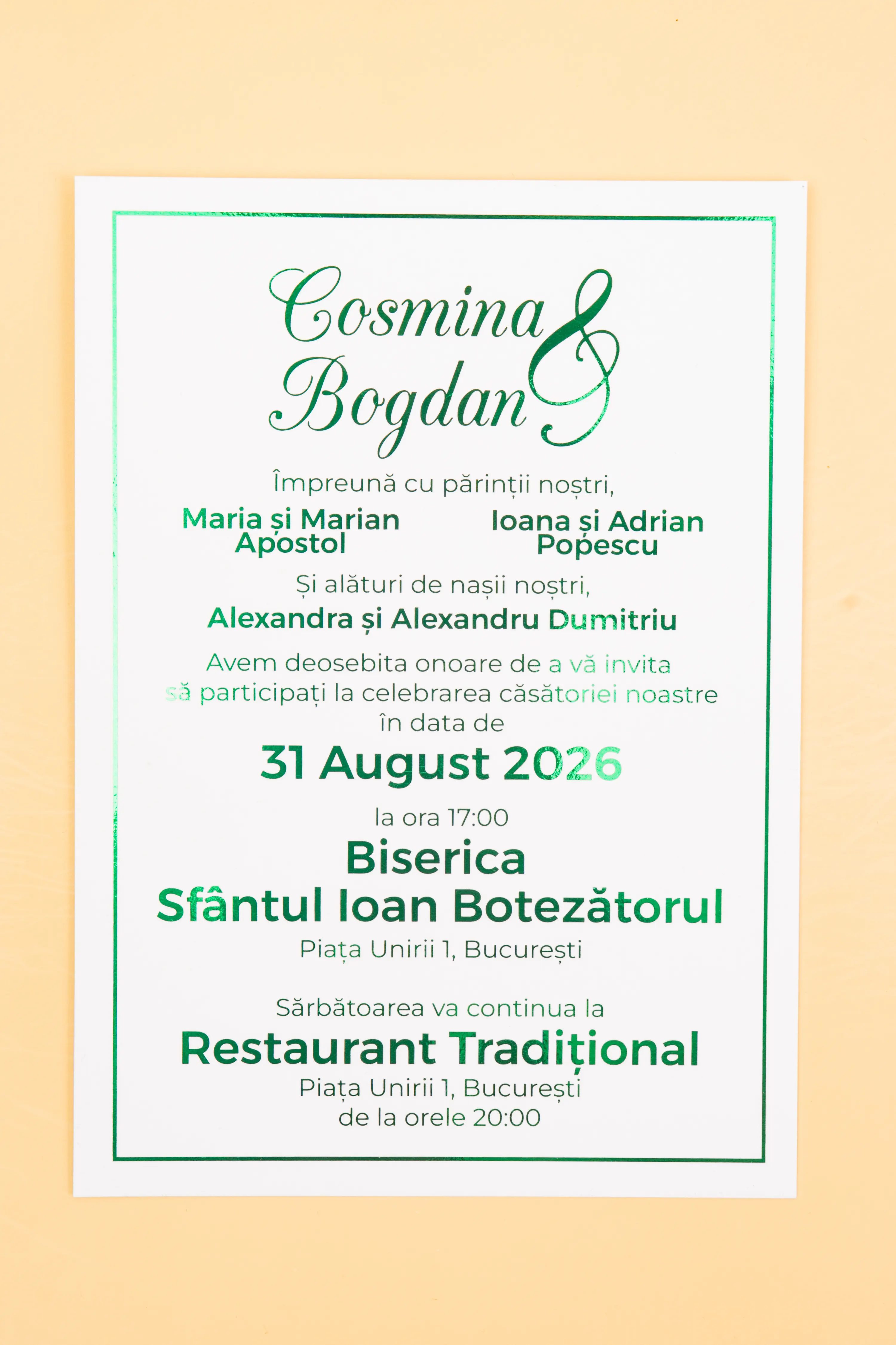 Invitatie Nunta Model 11 scris auriu, argintiu, rosu, verde, albastru [6]