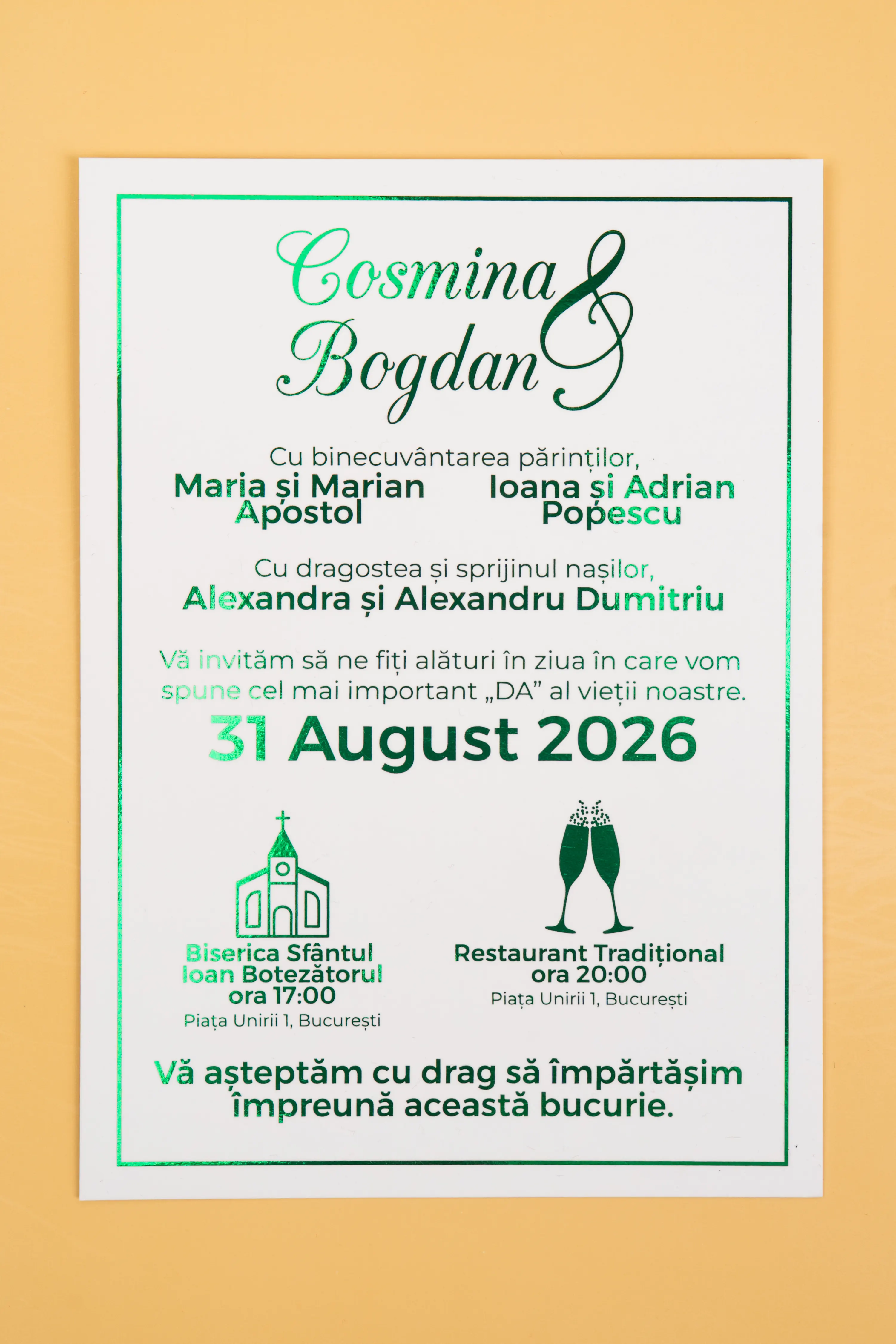 Invitatie Nunta Model 12 scris auriu, argintiu, rosu, verde, albastru [6]