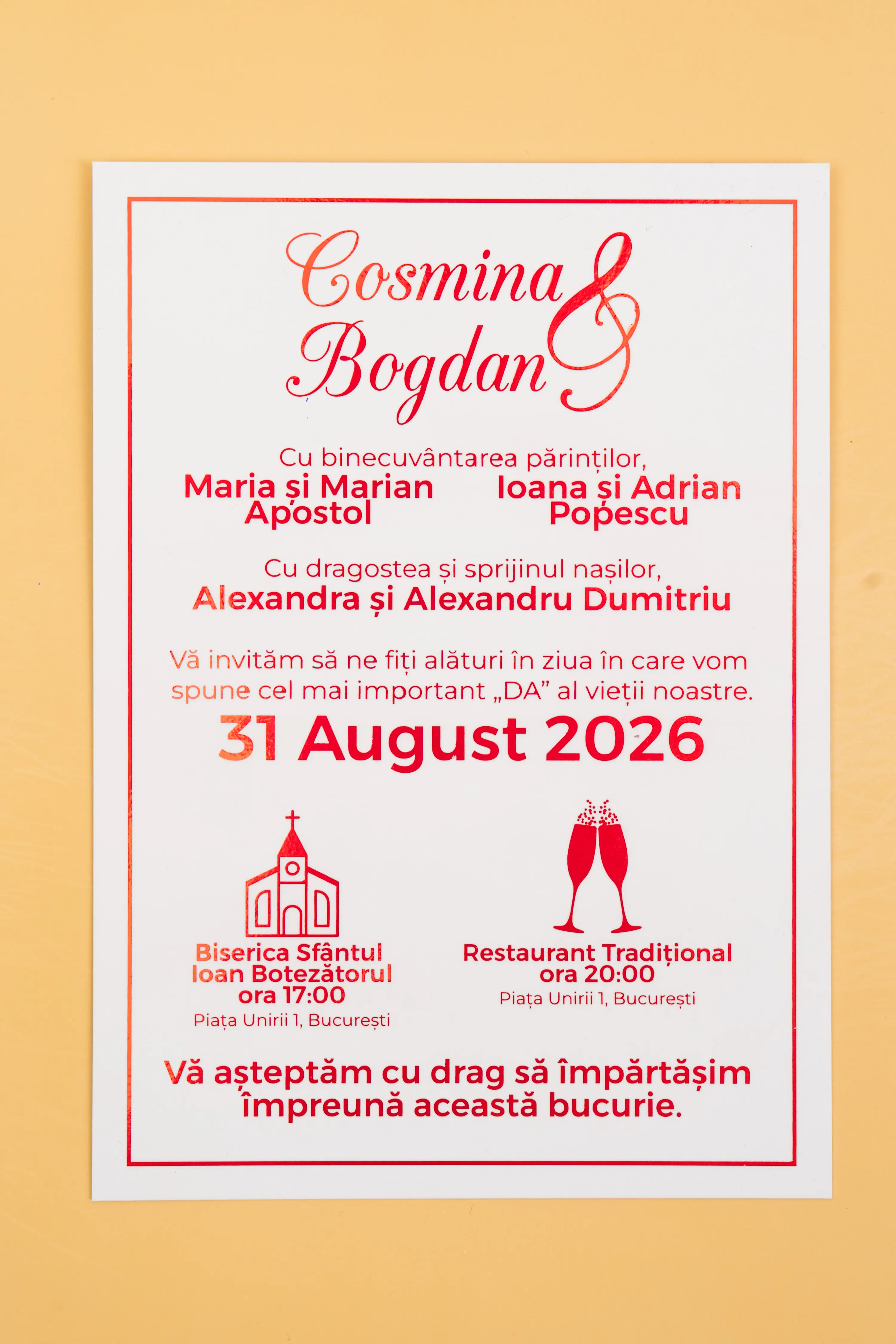 Invitatie Nunta Model 12 scris auriu, argintiu, rosu, verde, albastru [4]