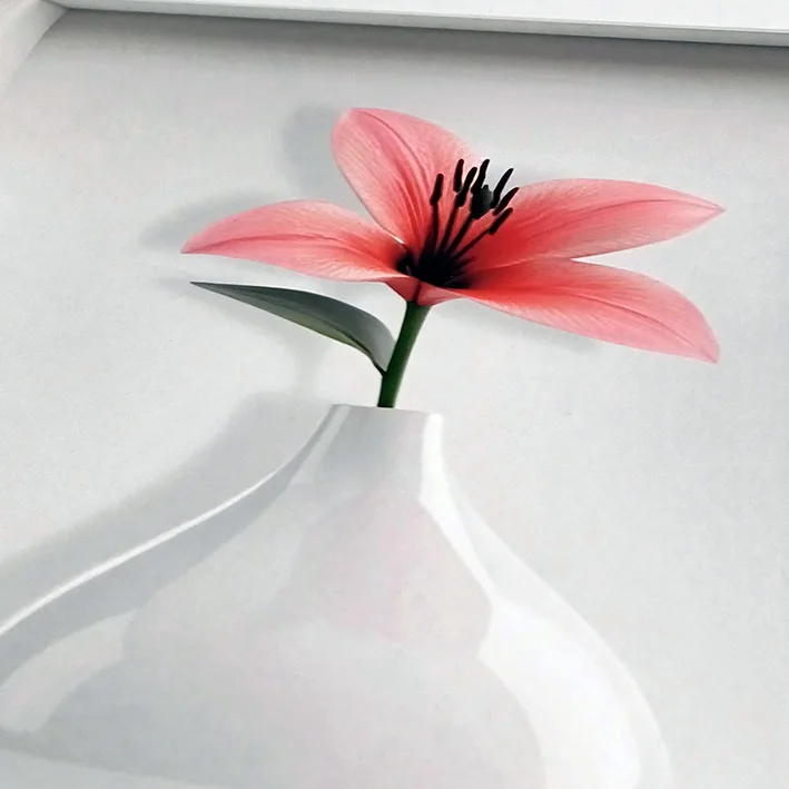 Set 3 Stickere Decorative Flori în Vaze 3D – Autocolant PVC pentru Perete 33x37 cm [6]