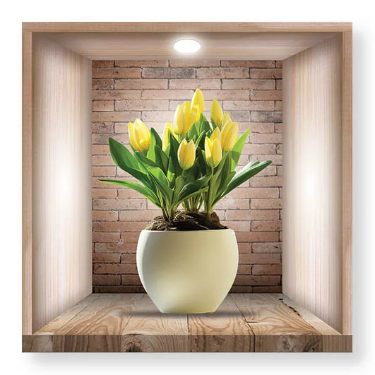 Set 3 Stickere Decorative Flori 3D – Autocolant PVC pentru Perete 30x30 cm [9]