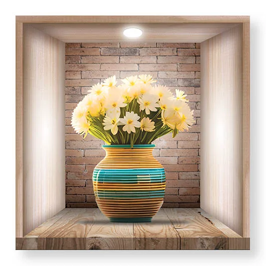 Set 3 Stickere Decorative Flori 3D – Autocolant PVC pentru Perete 30x30 cm [8]