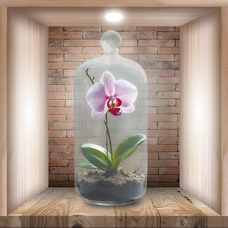 Set 3 Stickere Decorative de Perete - Orhidee Lemn, Efect 3D, 30x30 cm [4]