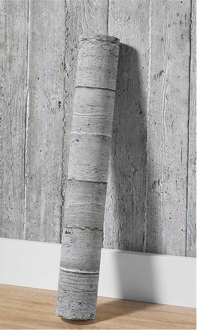 Stickere Decorative Textura Beton - Autocolant PVC Decorativ - Beton Alb Texturat, Autoadeziv, Efect 3D, 50x300 cm