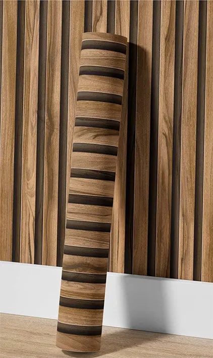 Stickere Decorative - Autocolant PVC Decorativ Riflaj Lemn 3D – Autoadeziv 50x300 cm