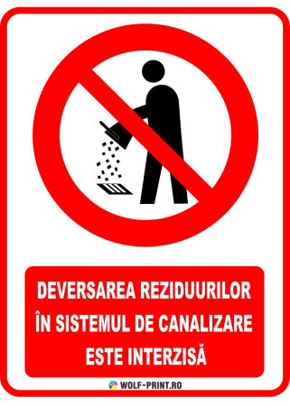 Indicatoare de Interzicere - Indicator Deversarea reziduurilor in sistemul de canalizare este interzisa