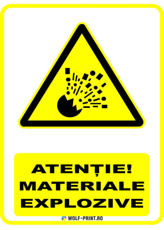 Indicatoare de Avertizare - Indicator Materiale explozive
