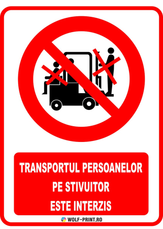 Indicatoare de Interzicere - Indicator Interzis transportul persoanelor pe stivuitor