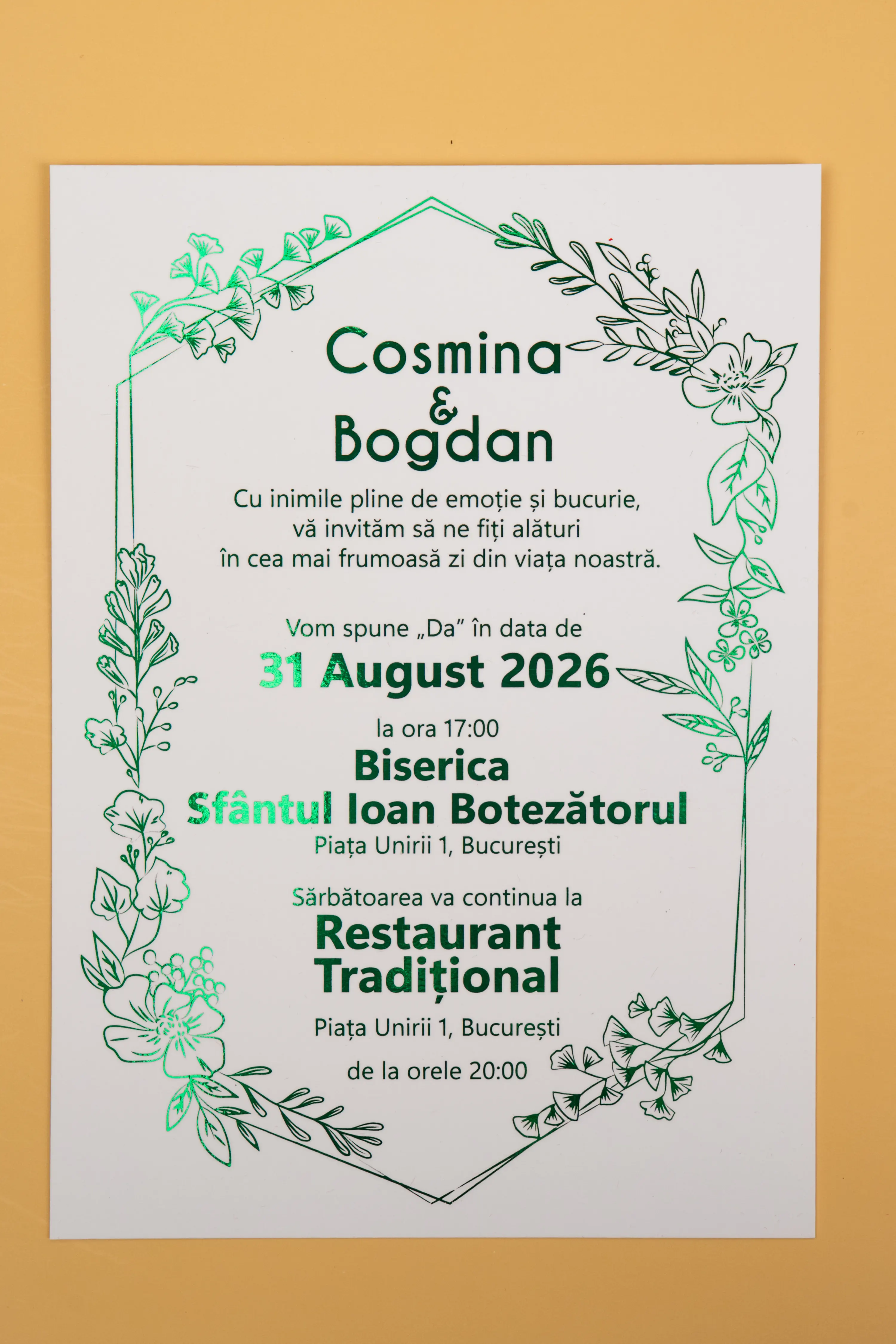 Invitatie Nunta Model 5 scris auriu, argintiu, rosu, verde, albastru [5]