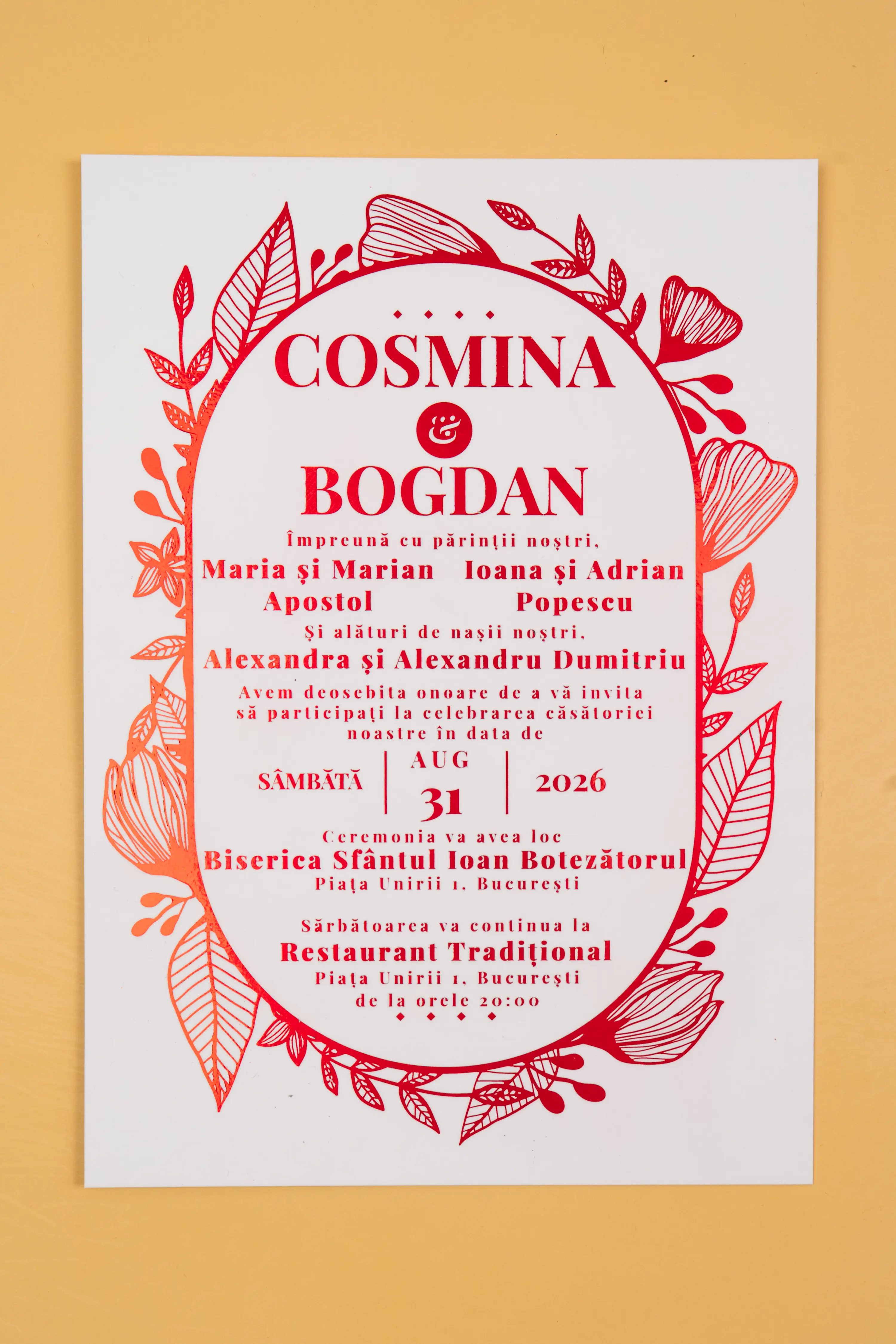 Invitatie Nunta Model 15 scris auriu, argintiu, rosu, verde, albastru [3]