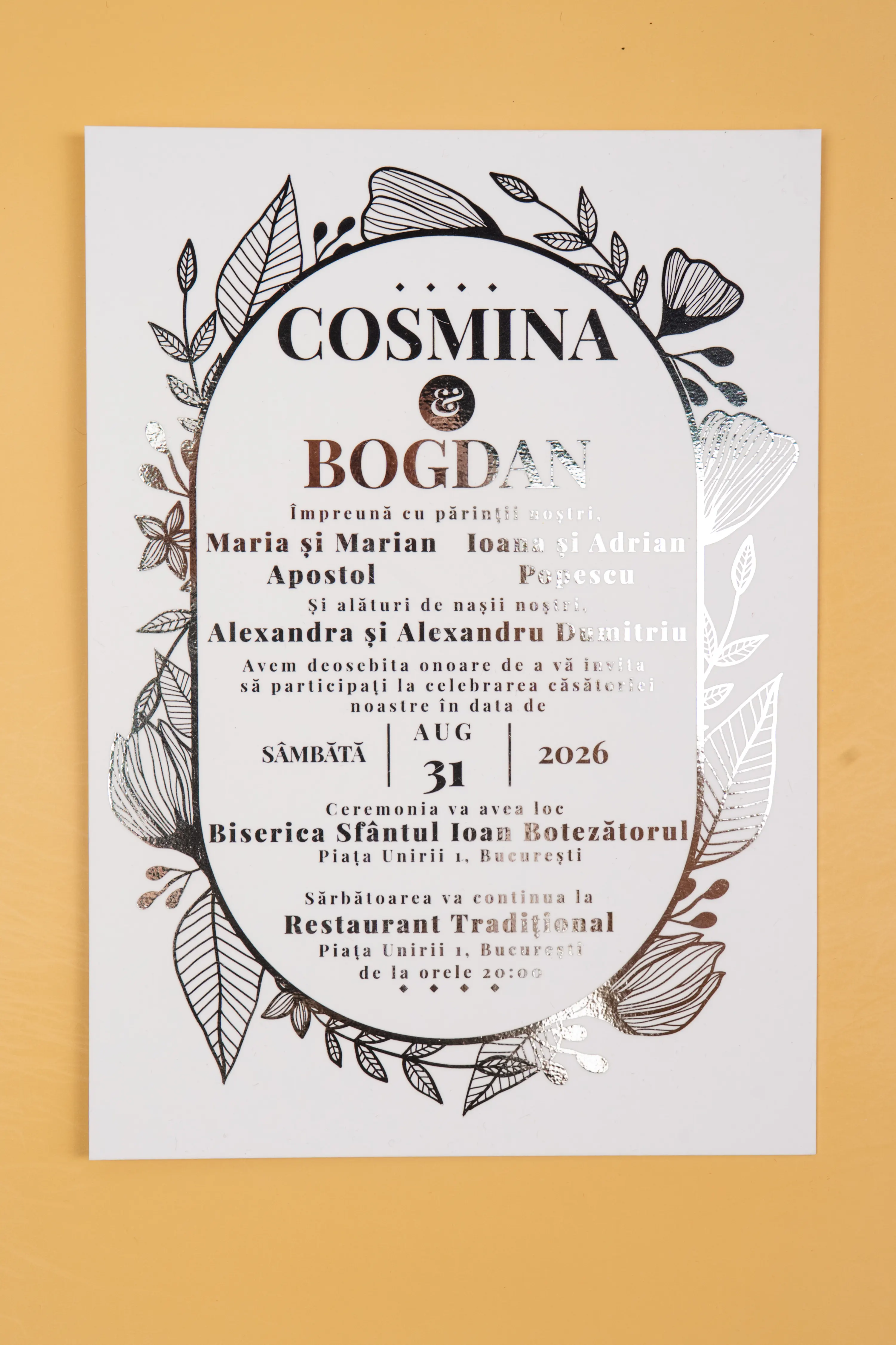 Invitatie Nunta Model 15 scris auriu, argintiu, rosu, verde, albastru [2]