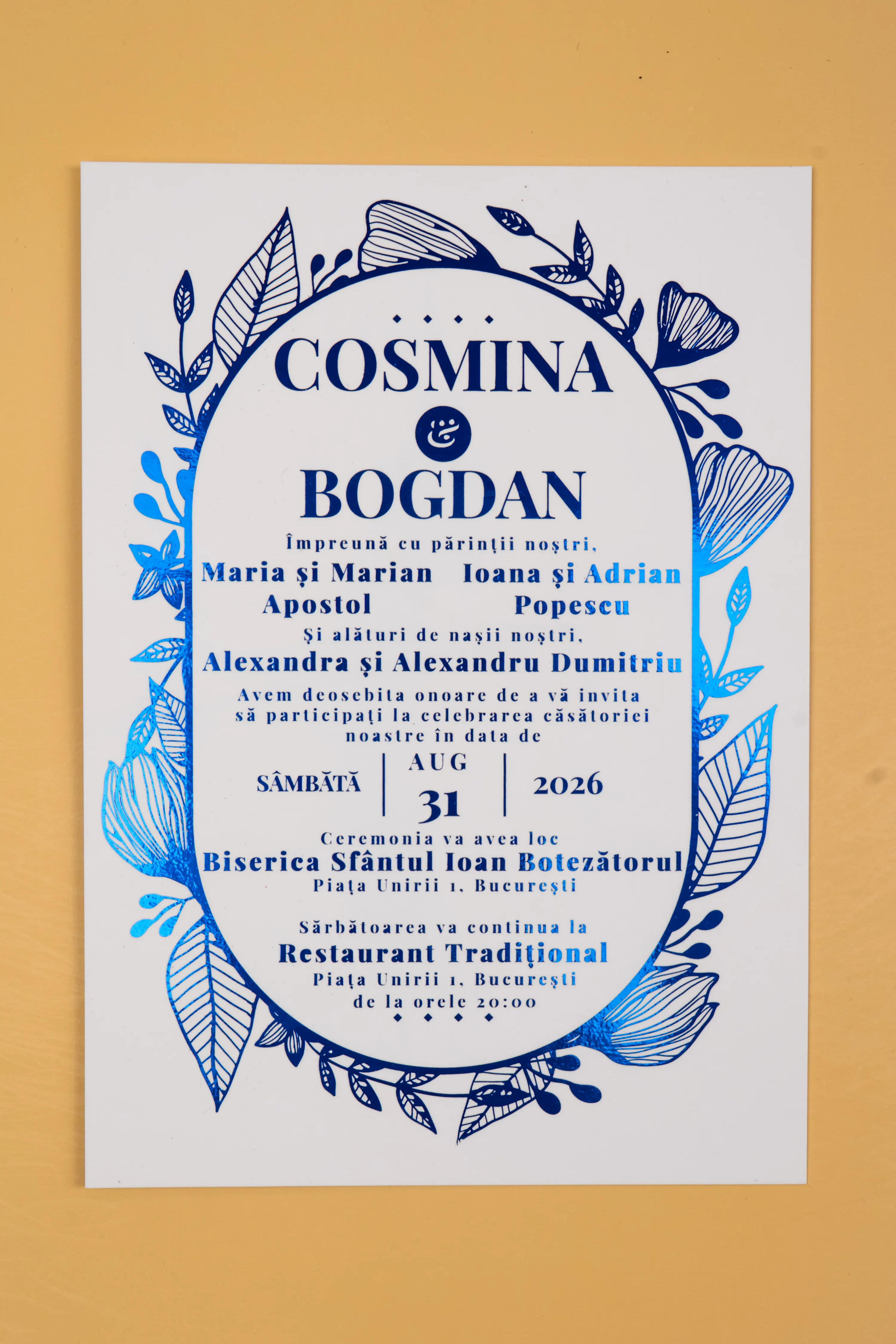 Invitatie Nunta Model 15 scris auriu, argintiu, rosu, verde, albastru [4]