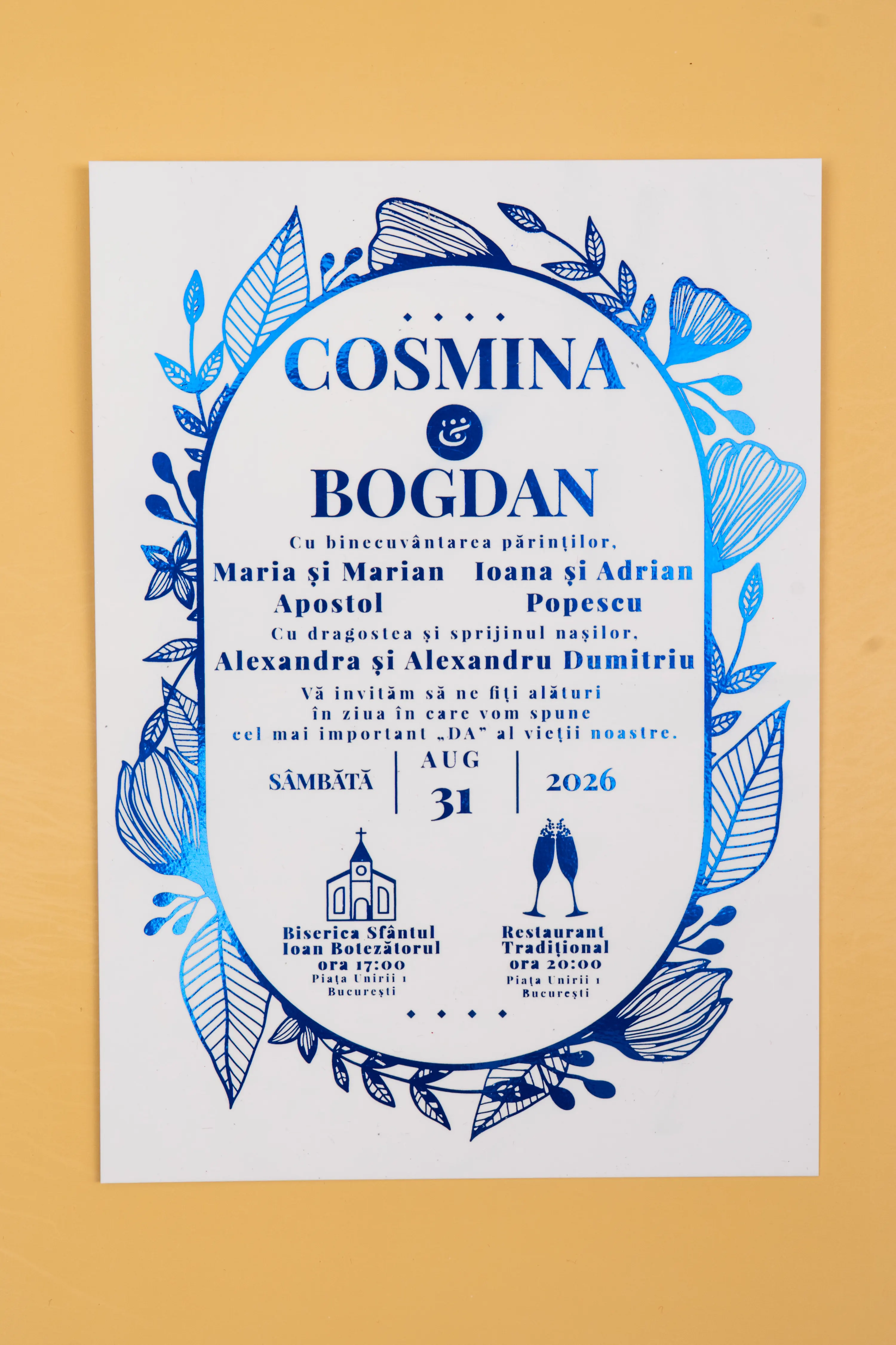 Invitatie Nunta Model 16 scris auriu, argintiu, rosu, verde, albastru [4]