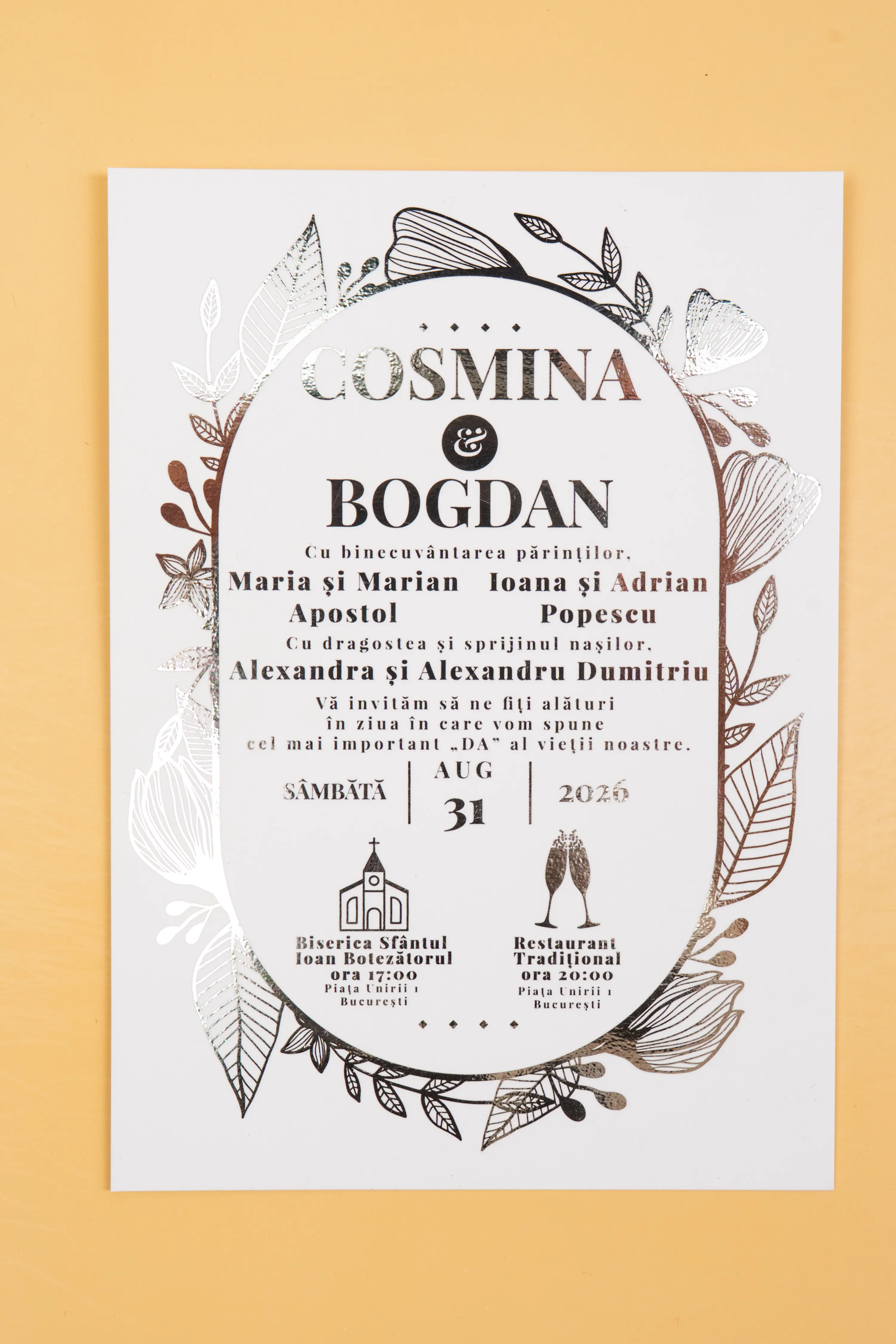 Invitatie Nunta Model 16 scris auriu, argintiu, rosu, verde, albastru [2]