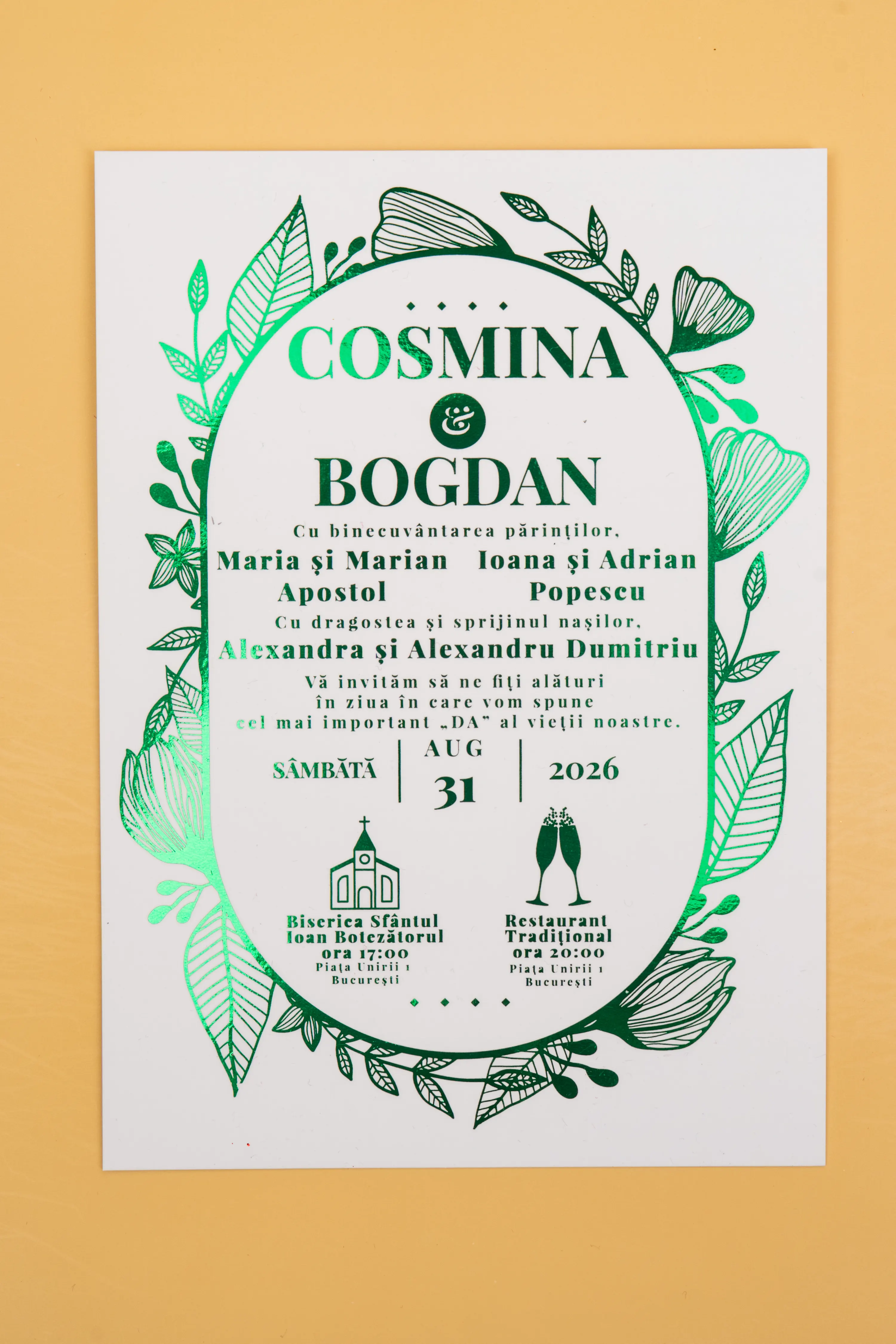 Invitatie Nunta Model 16 scris auriu, argintiu, rosu, verde, albastru [5]