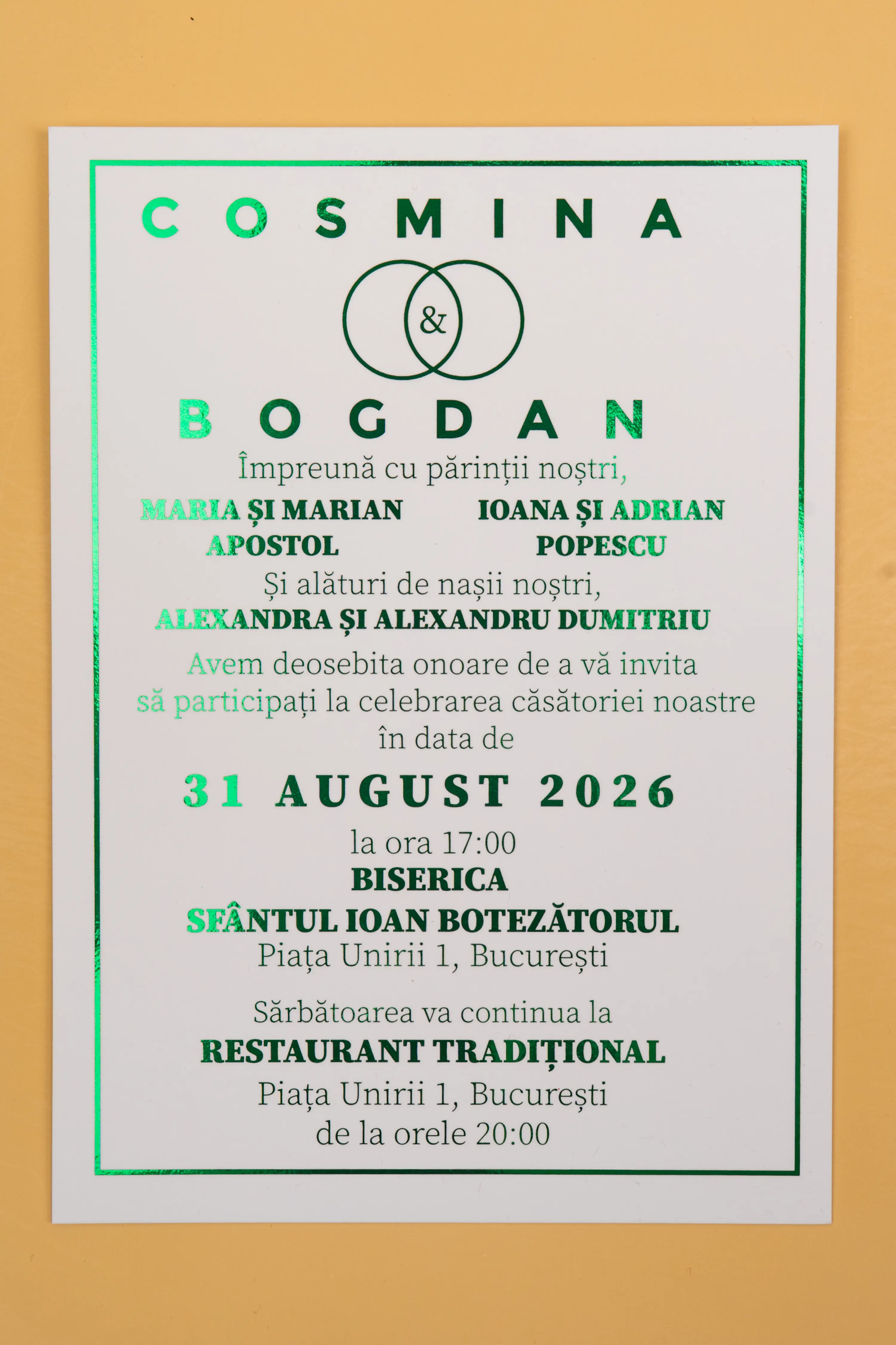 Invitatie Nunta Model 19 scris auriu, argintiu, rosu, verde, albastru [5]