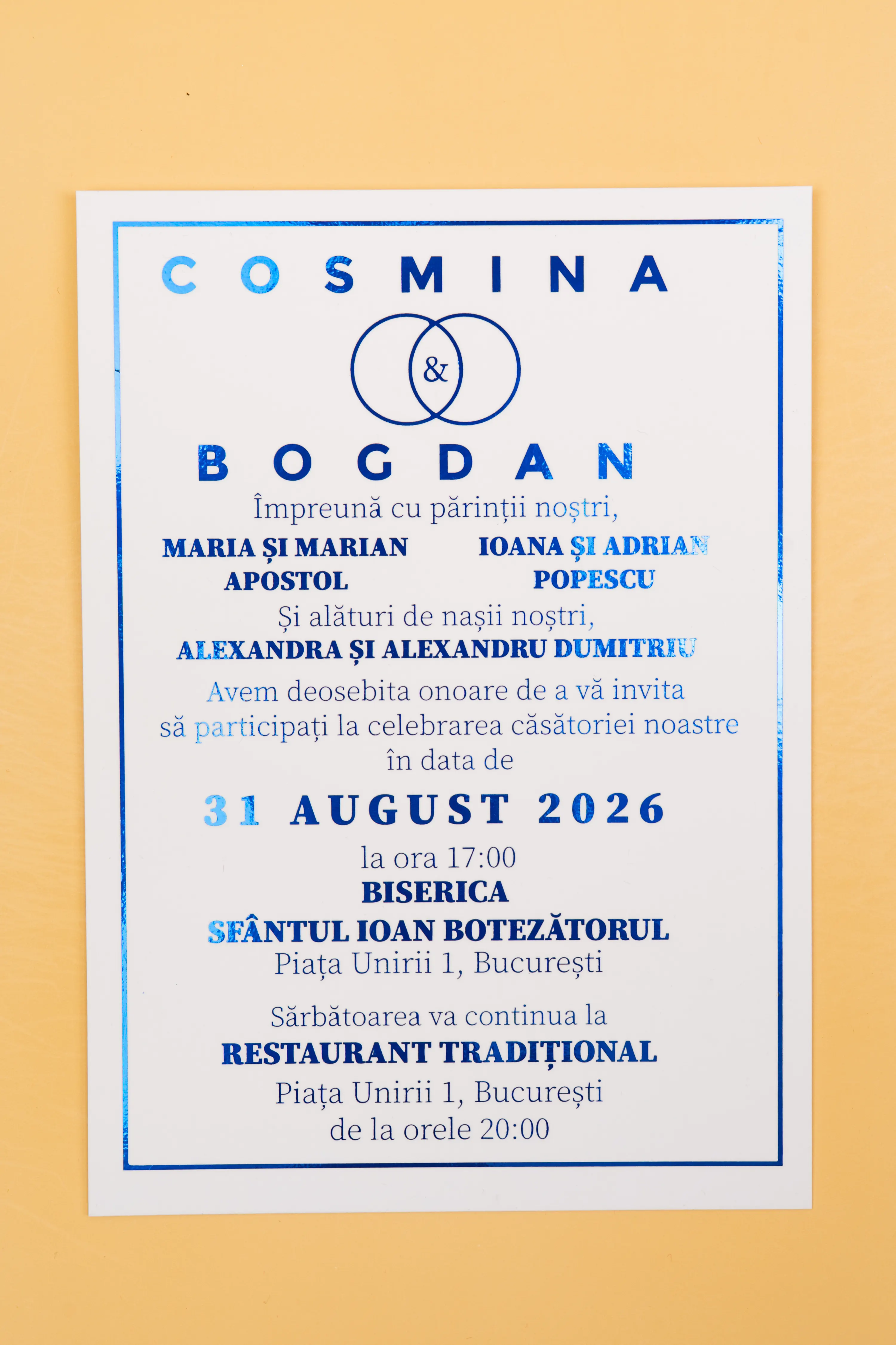 Invitatie Nunta Model 19 scris auriu, argintiu, rosu, verde, albastru [4]
