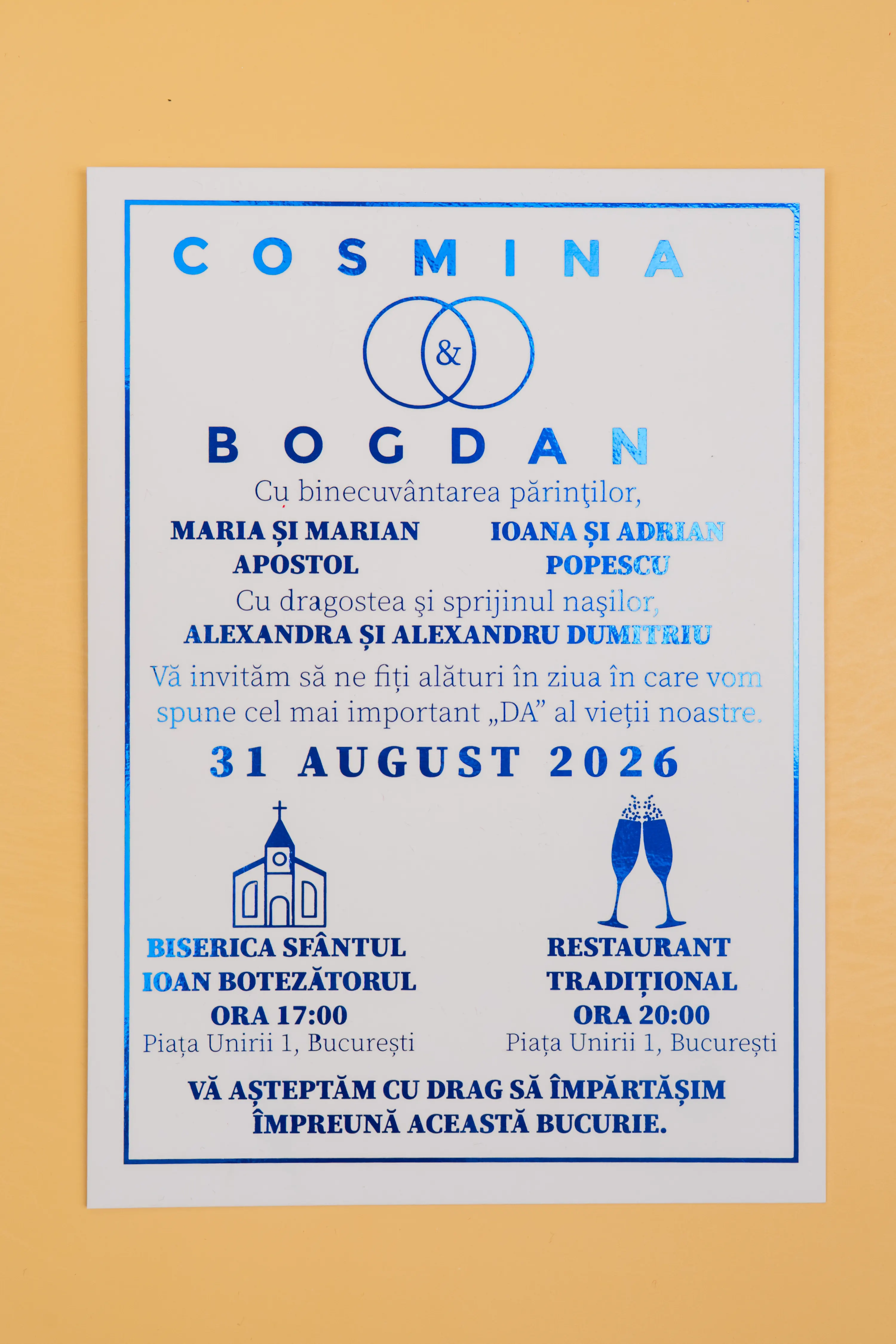 Invitatie Nunta Model 20 scris auriu, argintiu, rosu, verde, albastru [4]