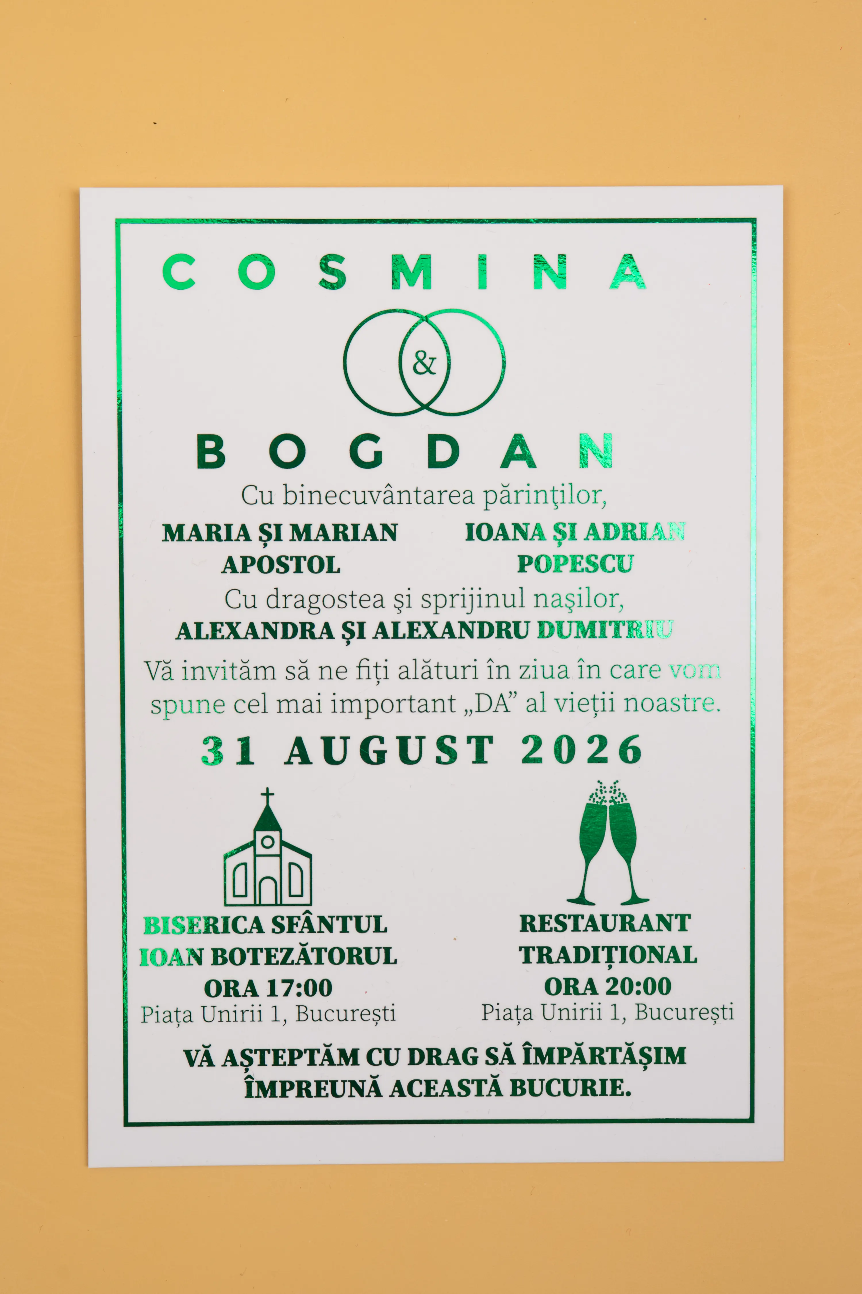 Invitatie Nunta Model 20 scris auriu, argintiu, rosu, verde, albastru [5]