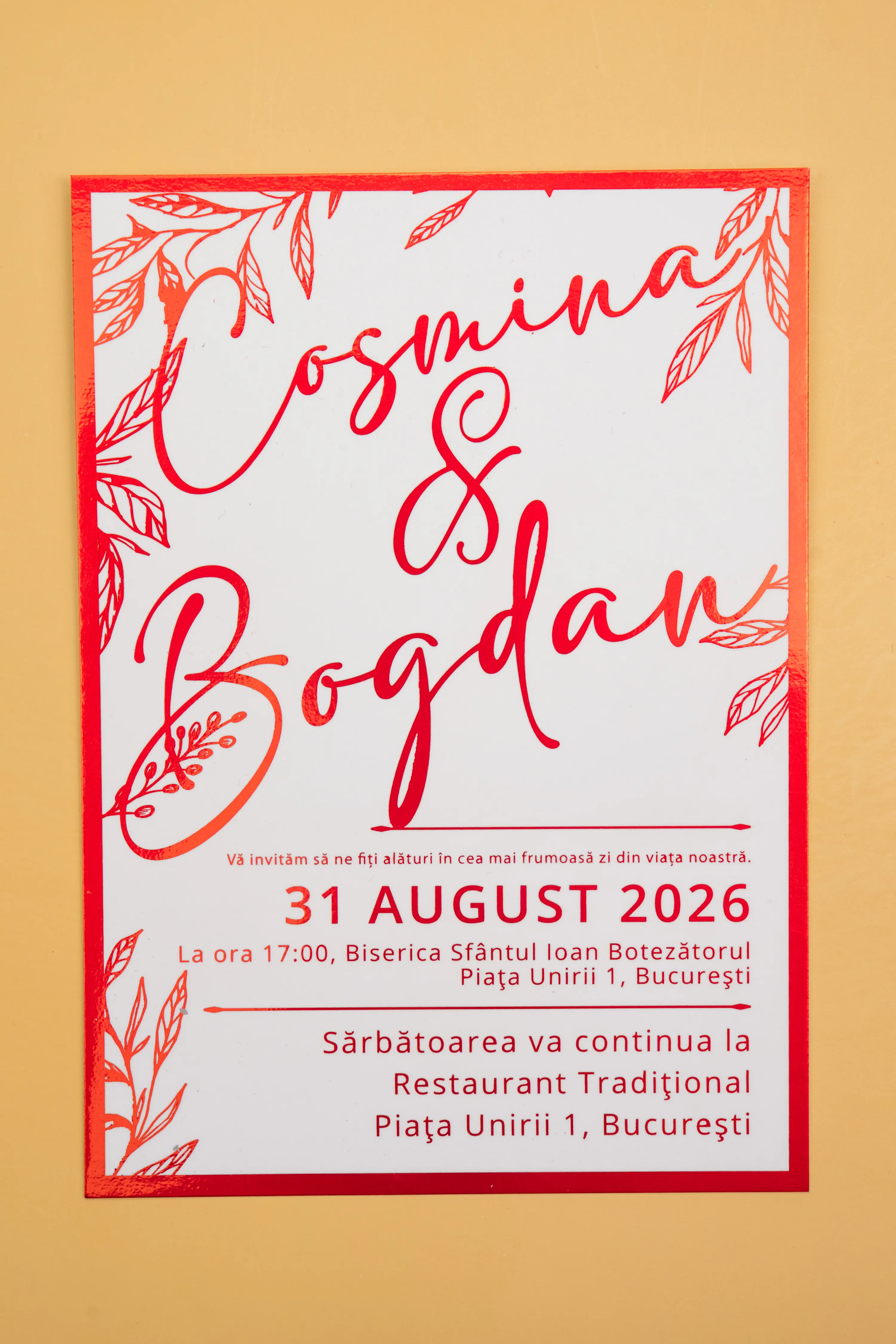 Invitatie Nunta Model 25 scris auriu, argintiu, rosu, verde, albastru [3]