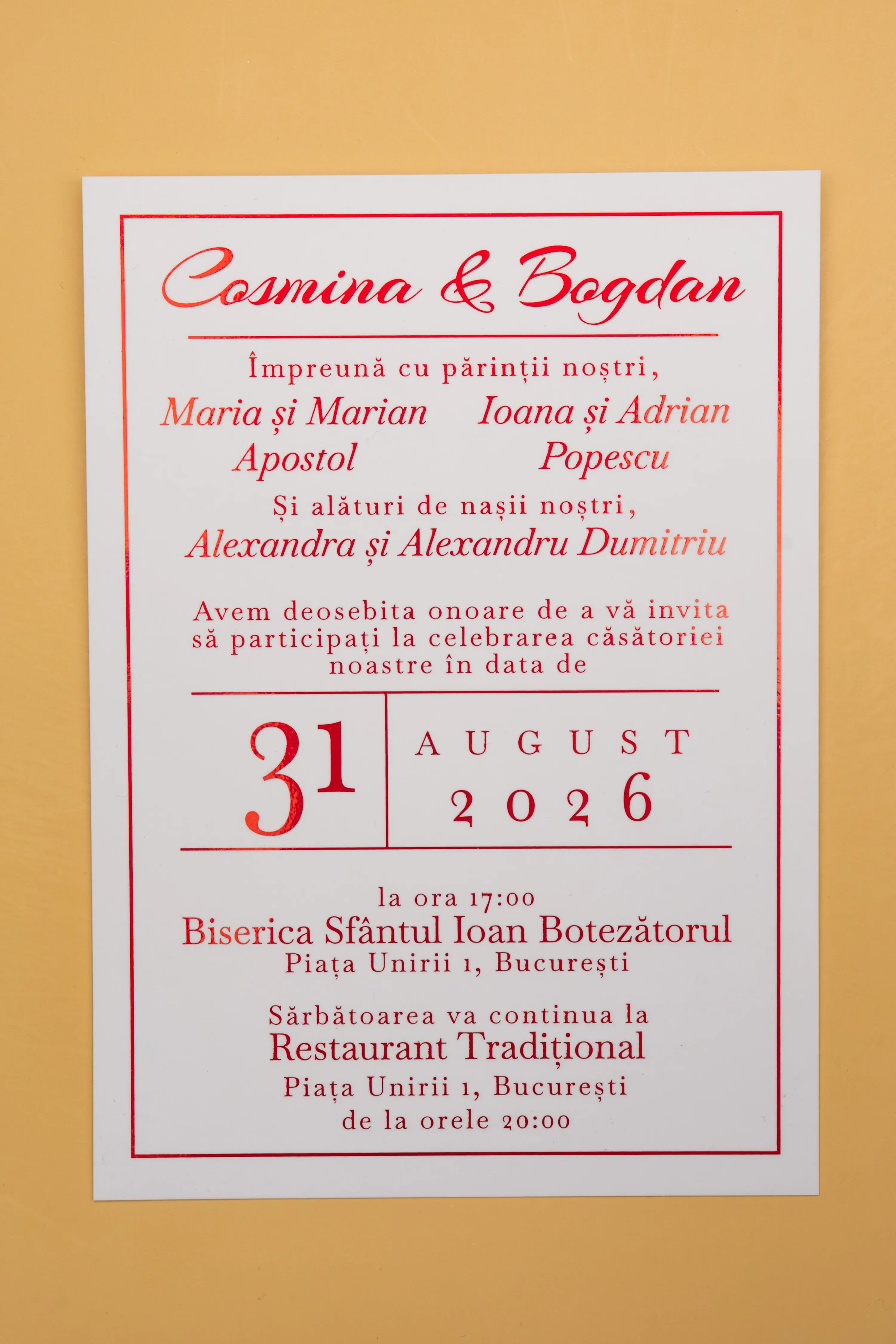 Invitatie Nunta Model 23 scris auriu, argintiu, rosu, verde, albastru [3]