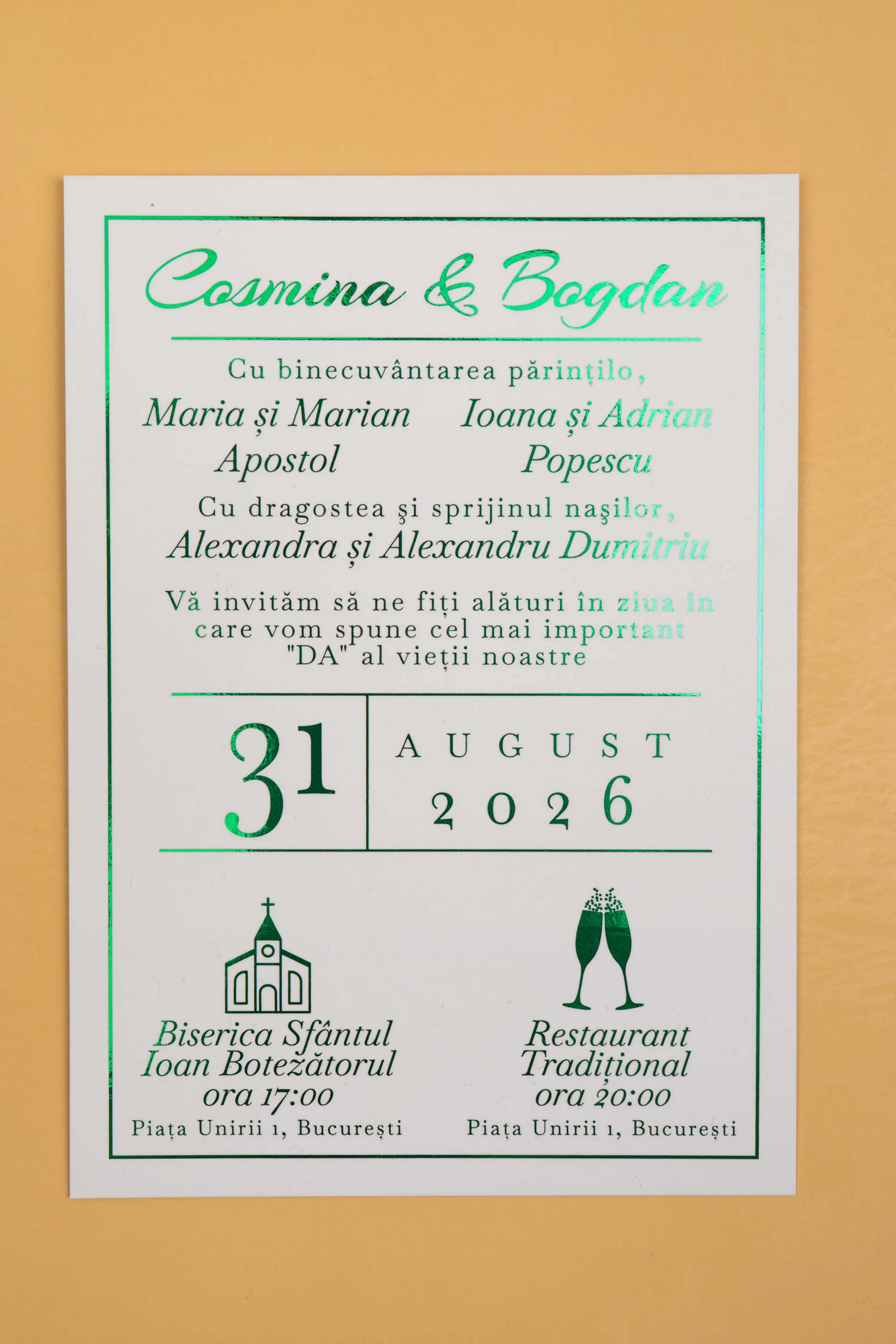 Invitatie Nunta Model 24 scris auriu, argintiu, rosu, verde, albastru [5]