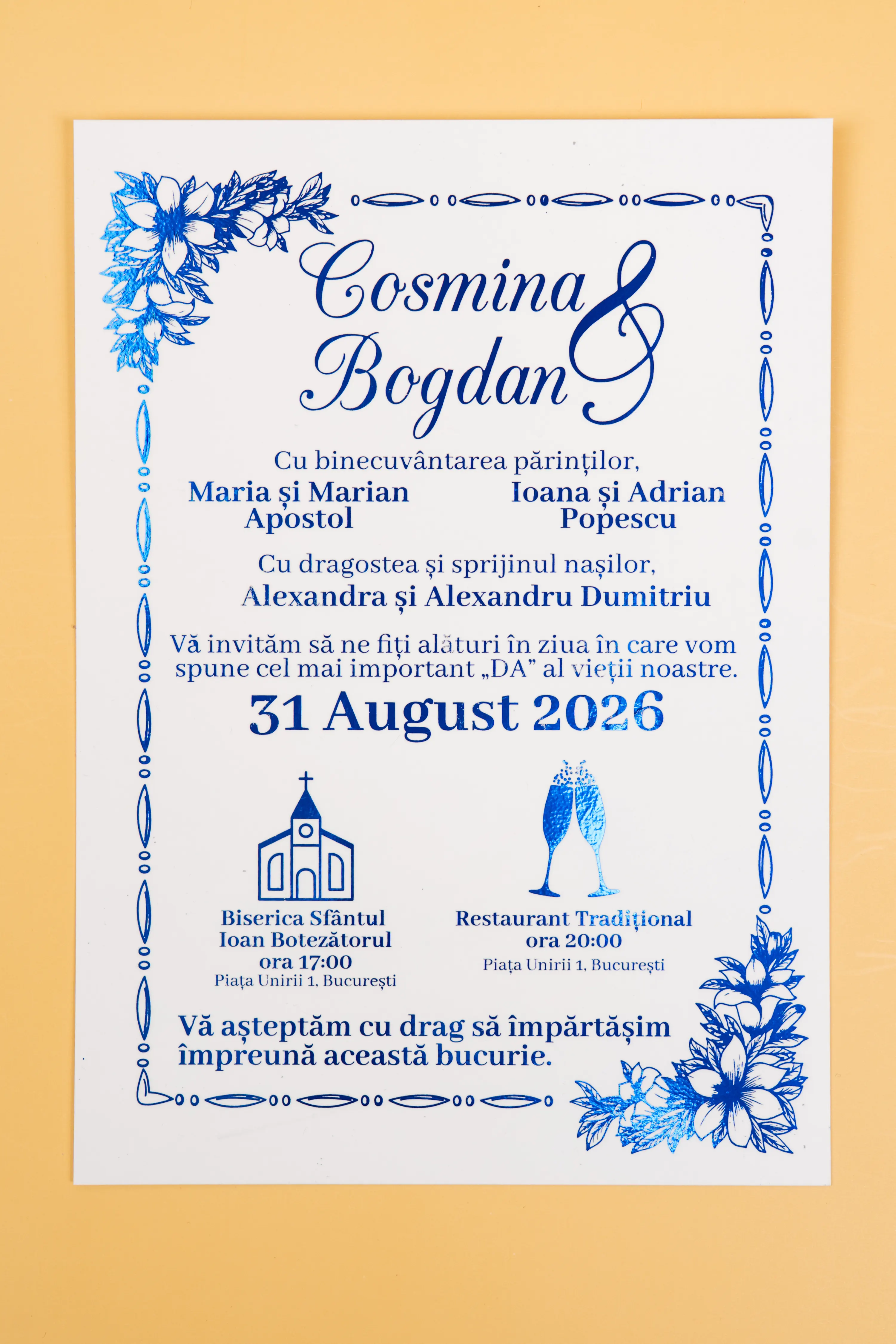 Invitatie Nunta Model 4 scris auriu, argintiu, rosu, verde, albastru [4]