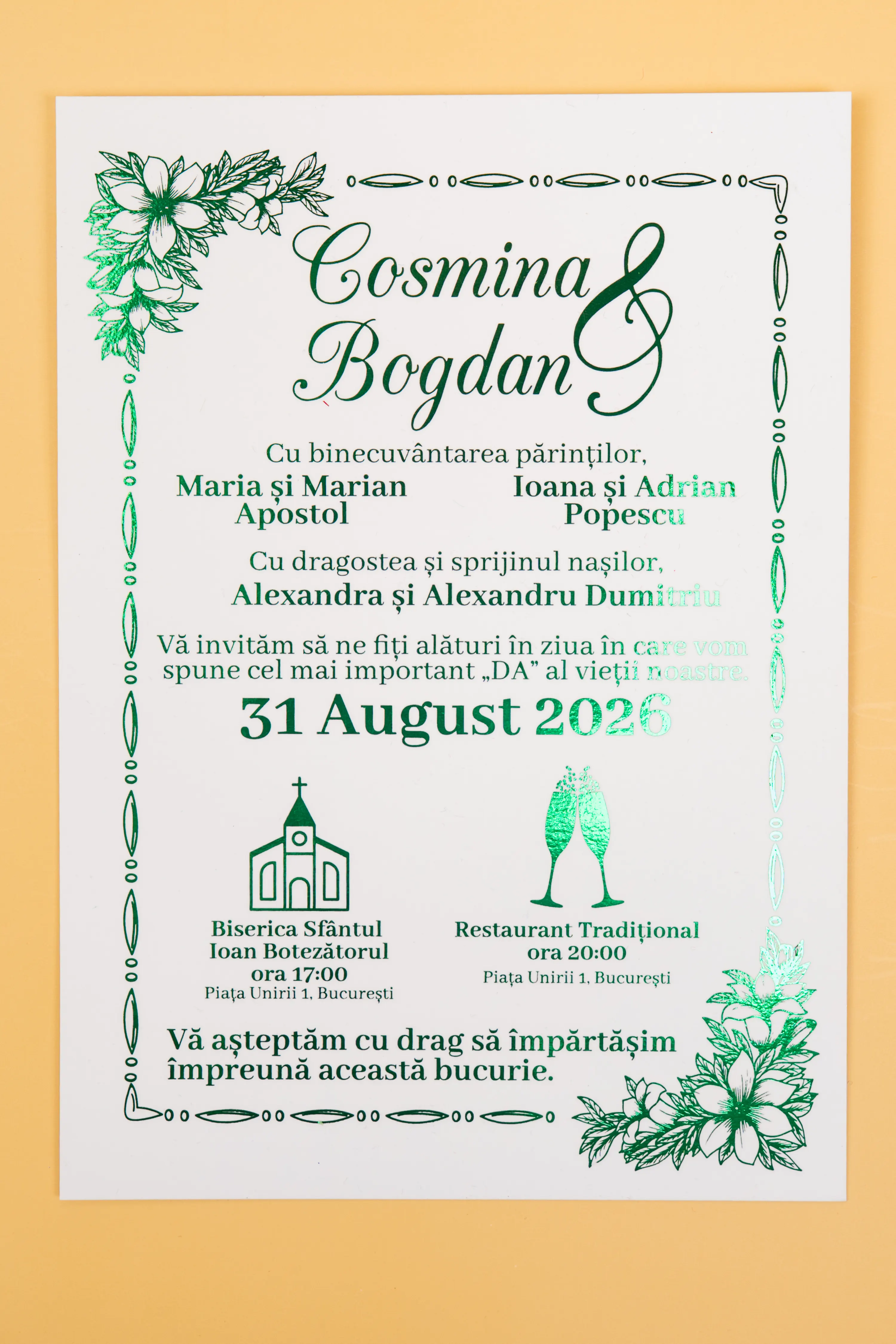 Invitatie Nunta Model 4 scris auriu, argintiu, rosu, verde, albastru [5]