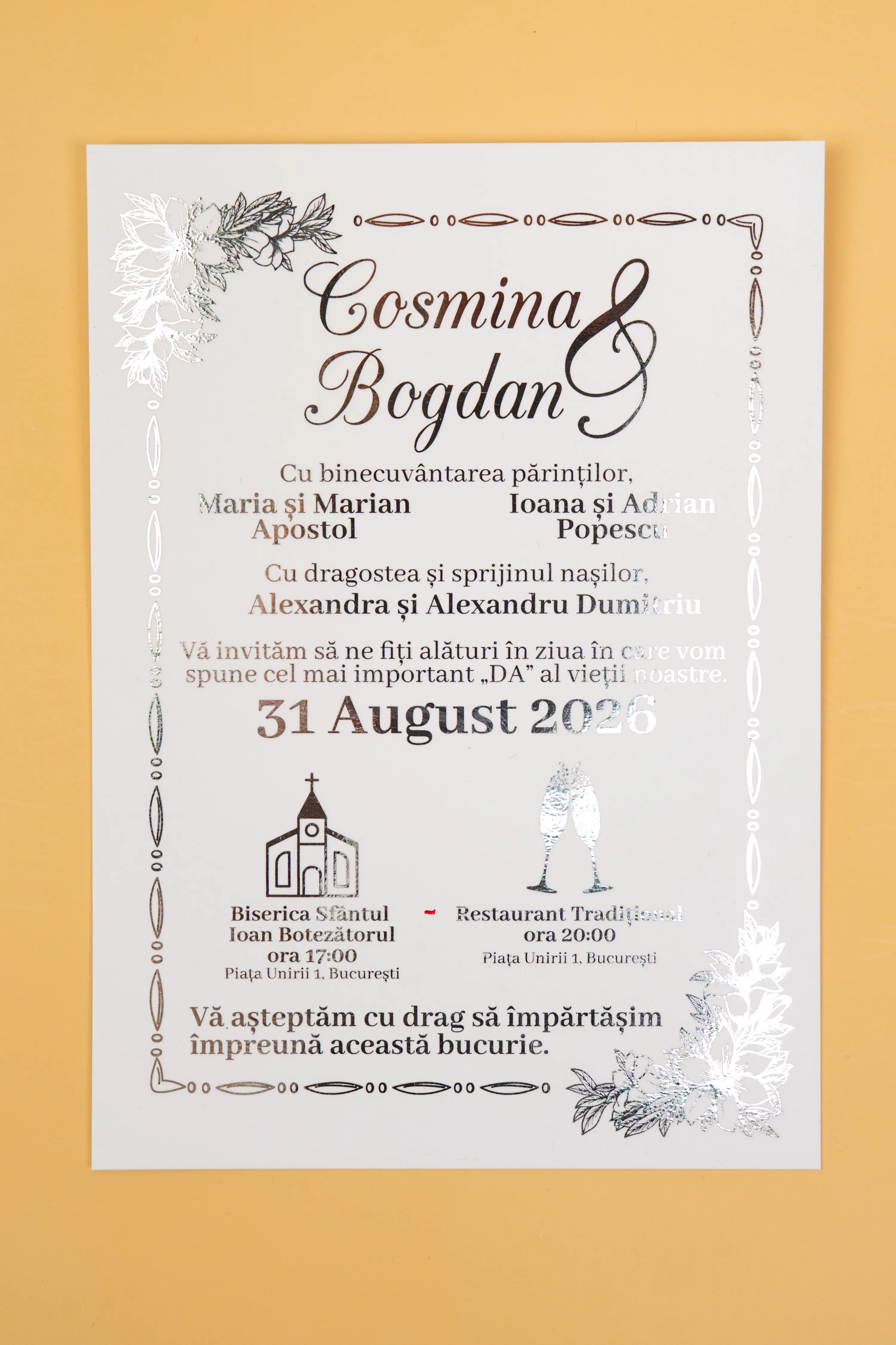 Invitatie Nunta Model 4 scris auriu, argintiu, rosu, verde, albastru [2]