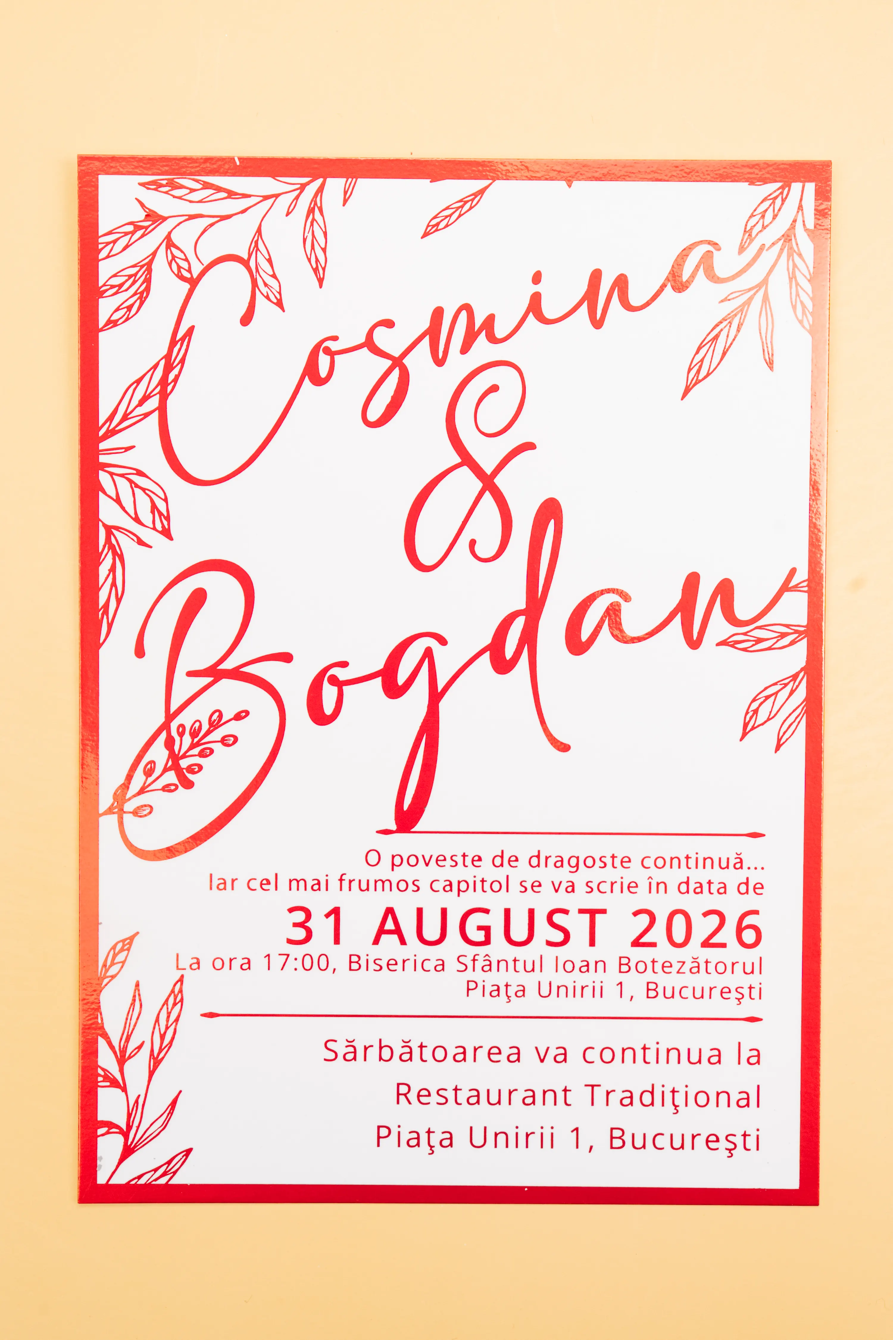 Invitatie Nunta Model 26 scris auriu, argintiu, rosu, verde, albastru [5]