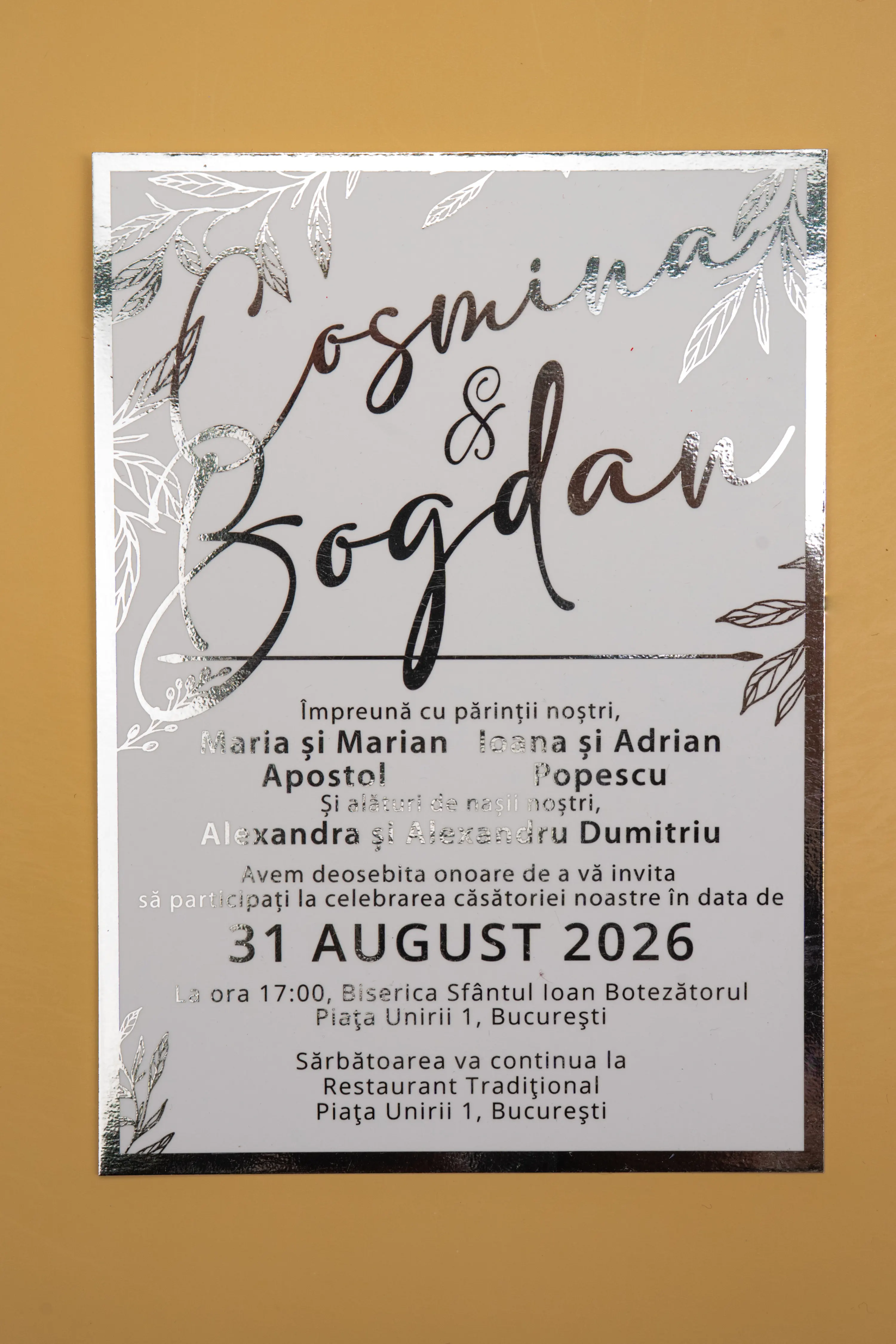 Invitatie Nunta Model 27 scris auriu, argintiu, rosu, verde, albastru [2]