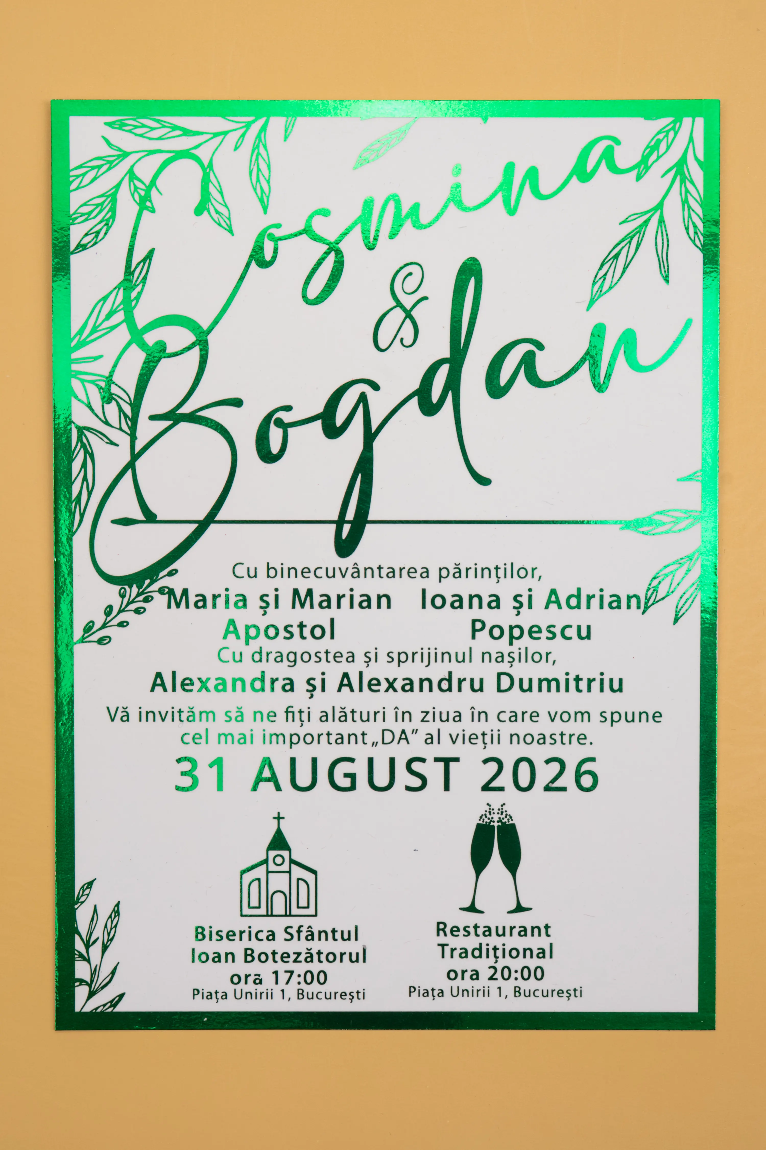 Invitatie Nunta Model 28 scris auriu, argintiu, rosu, verde, albastru [3]